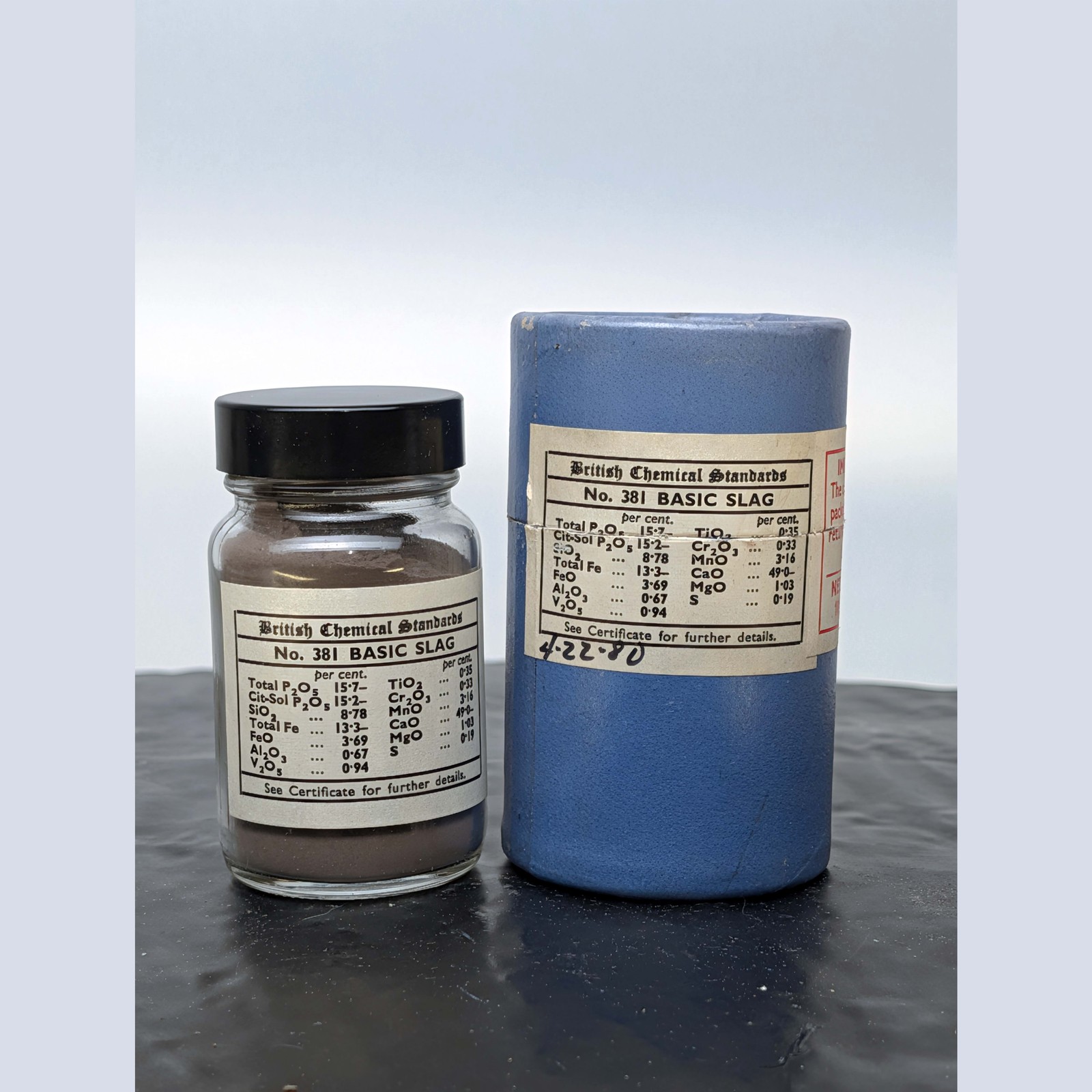 British Chemical Standards 381 Basic Slag Reference Material Full Bottle âï¸