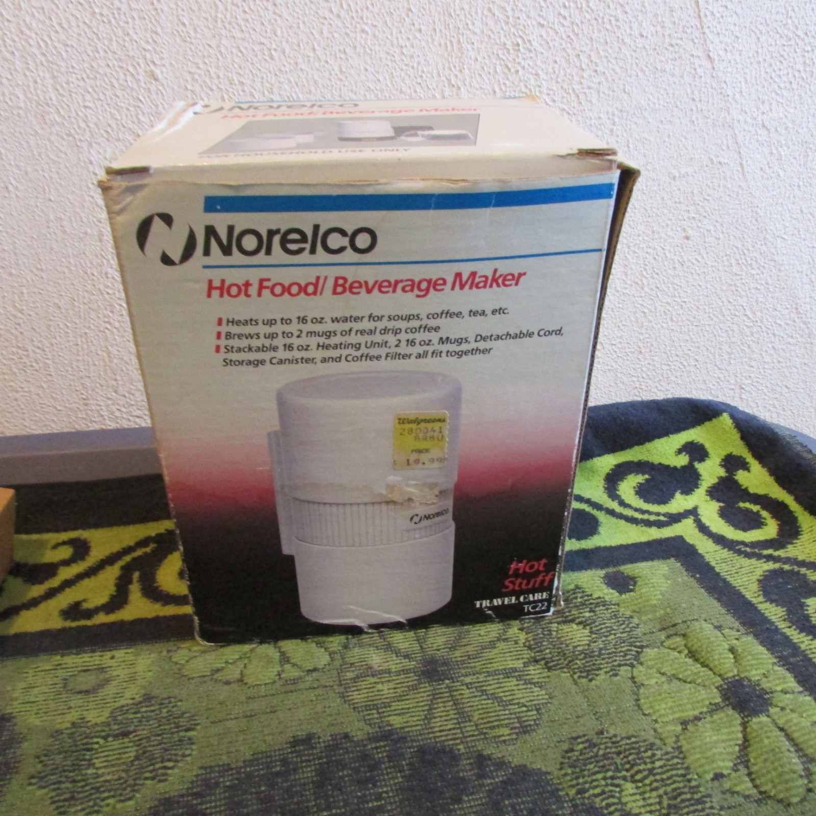 Clean Vtg 80's Norelco Hot Food/ Beverage, Coffee Maker.  Work, Home Travel Size