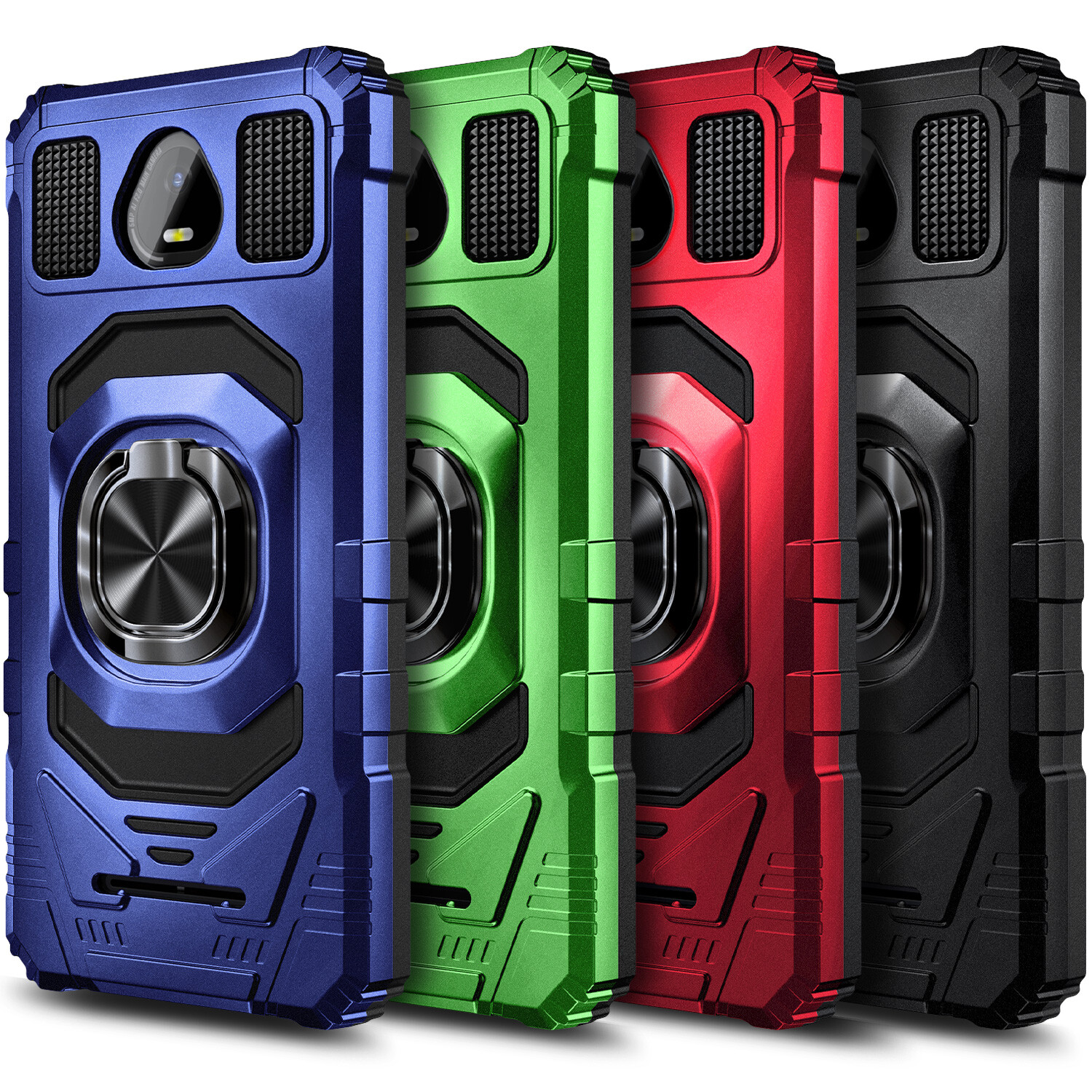 For Schok Volt SV55 Case Armor Ring Kickstand Phone Cover With Tempered Glass