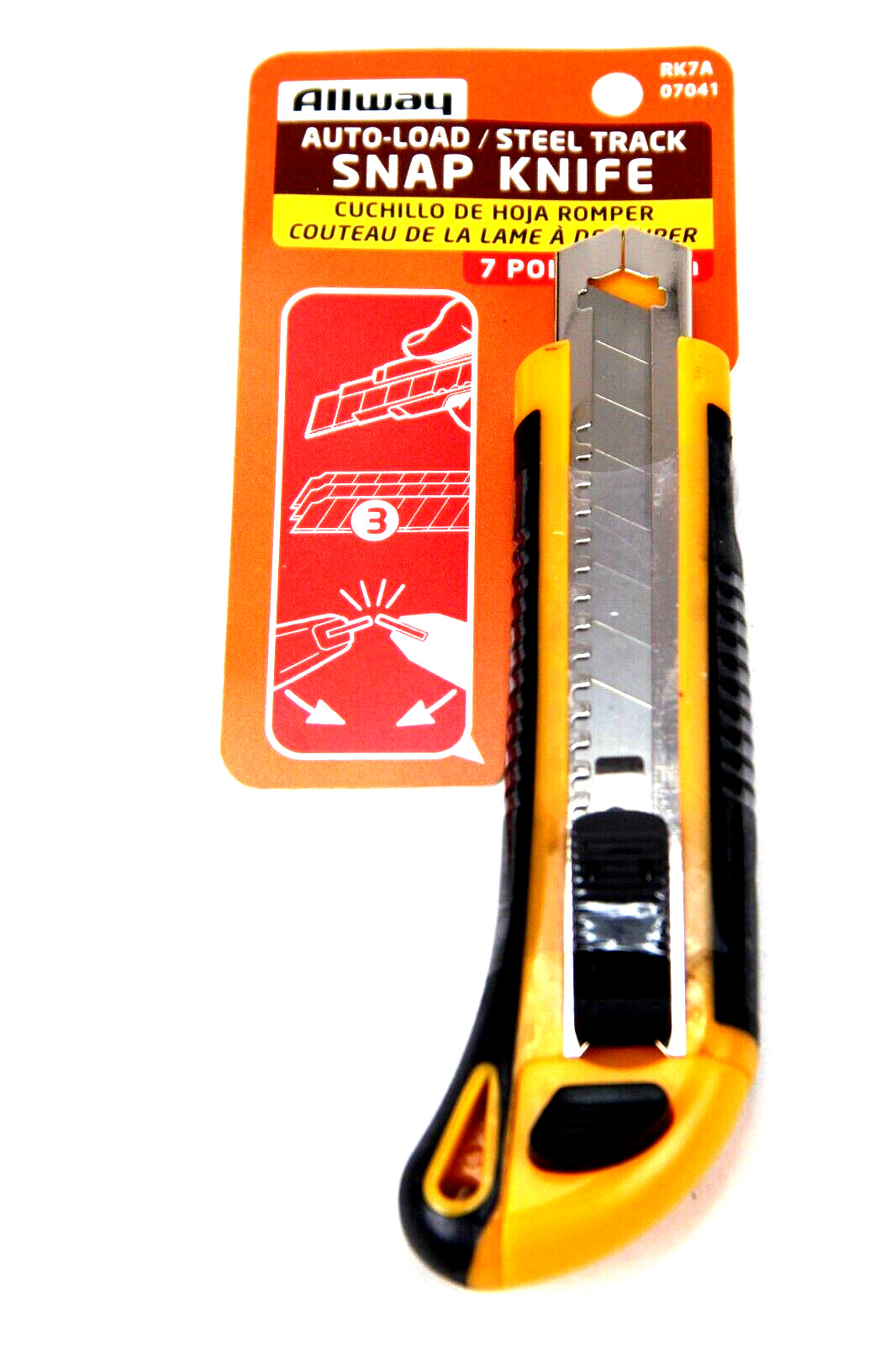 Allway Tools RK7A 07041 Auto-Load Soft Grip 18mm Snap-Off Knife W/3 Blades