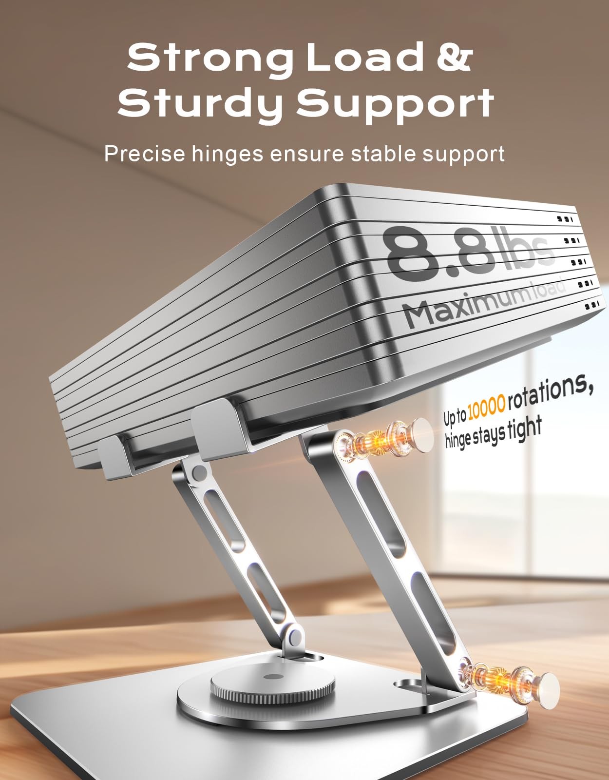 RIWUCT 360° Rotatable Laptop Stand for Desk Adjustable Height, Silver