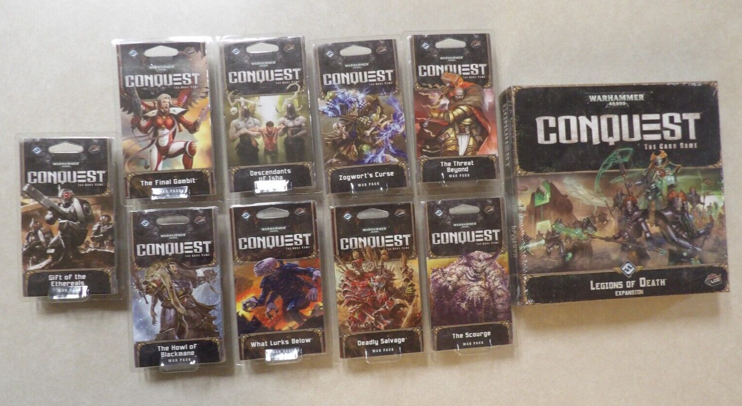 Warhammer 40,000 Conquest LCG Legions of Death Expansion and 9x War Packs 40k