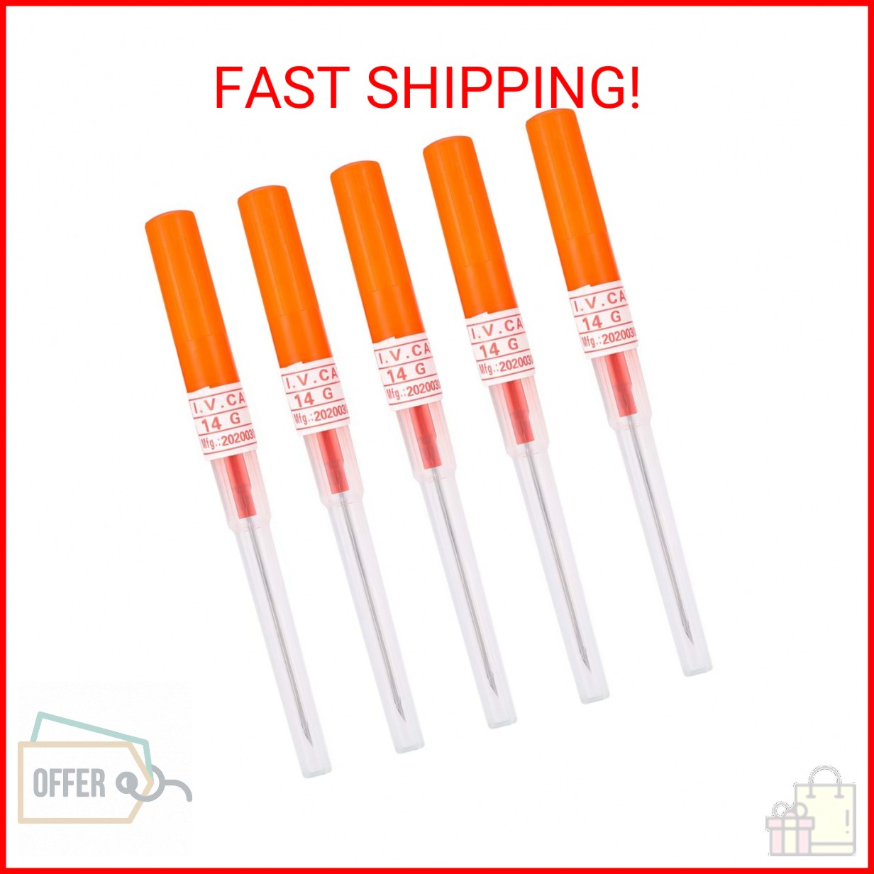 Catheter Needle,New Star Tattoo 5PCS 14 Gauge Piercing Needles IV Catheter Needl