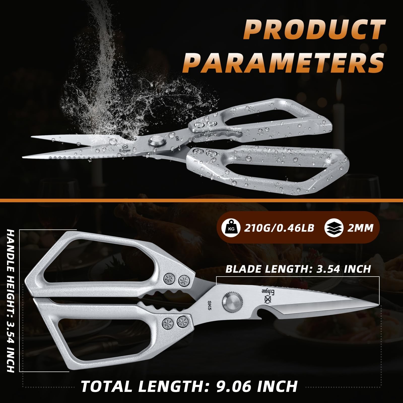 Kitchen Scissors All Purpose - Heavy Duty Poultry Shears, Ultra Sharp Japanes...