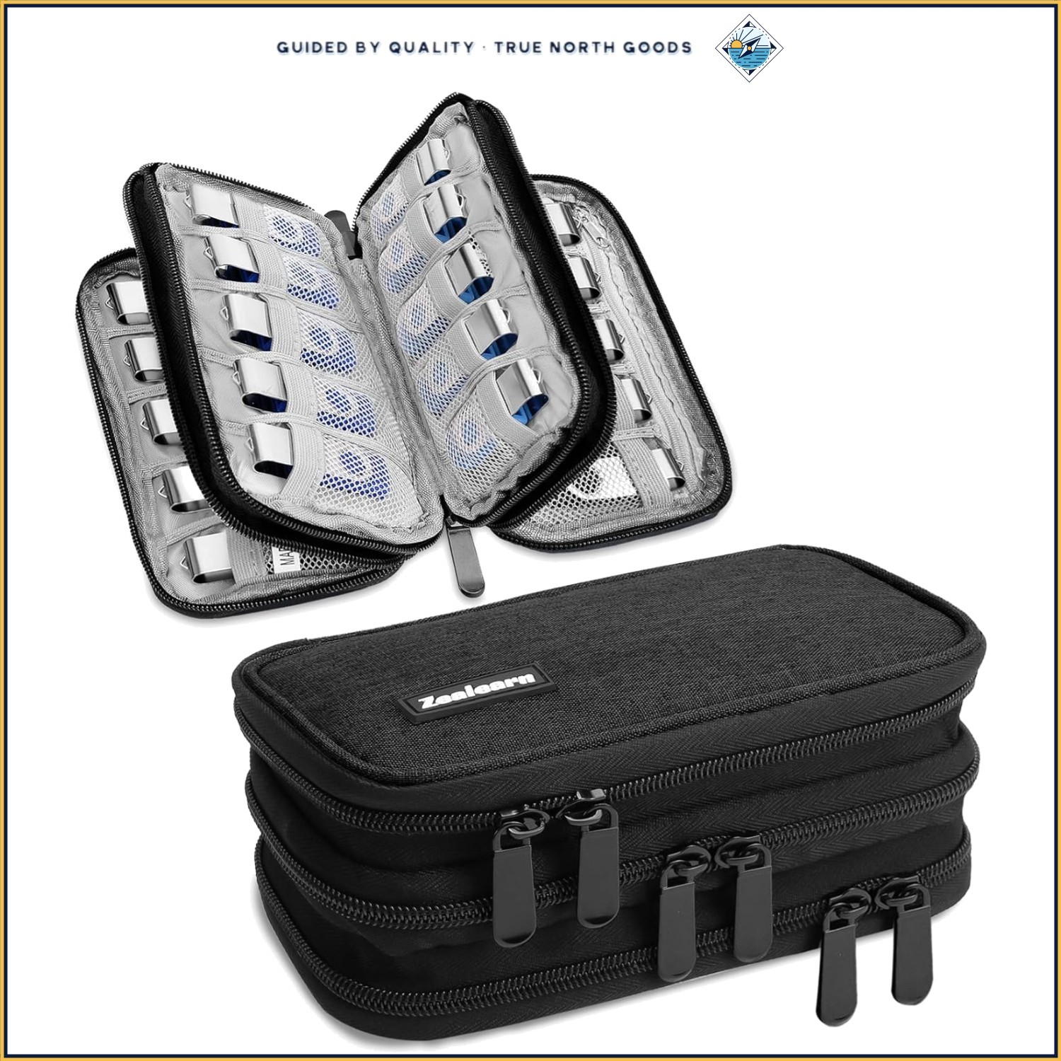 Durable USB Holder Case for 30 Thumb Drives with Oxford Cloth and Sponge Lining