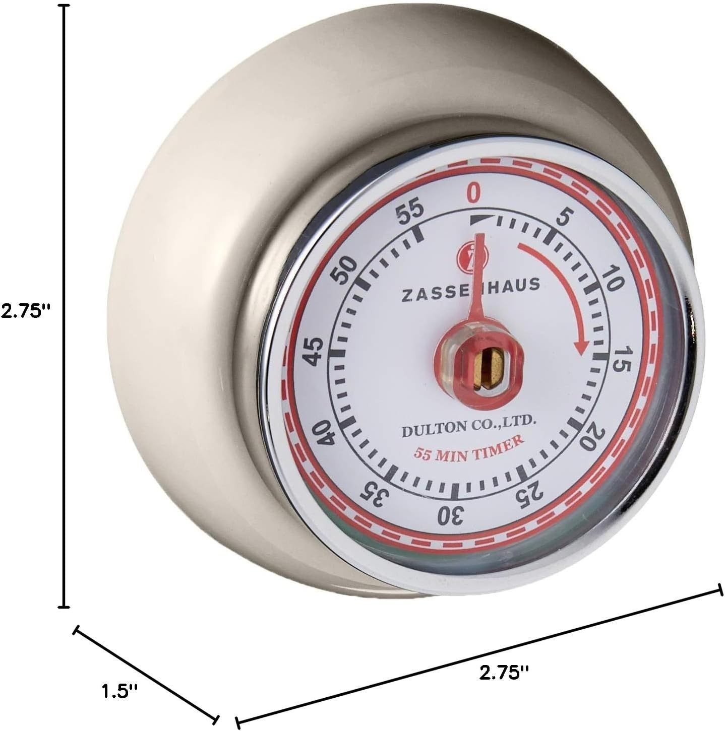 Magnetic Retro Kitchen Timer, Classic Mechanical Cooking Timer Cream