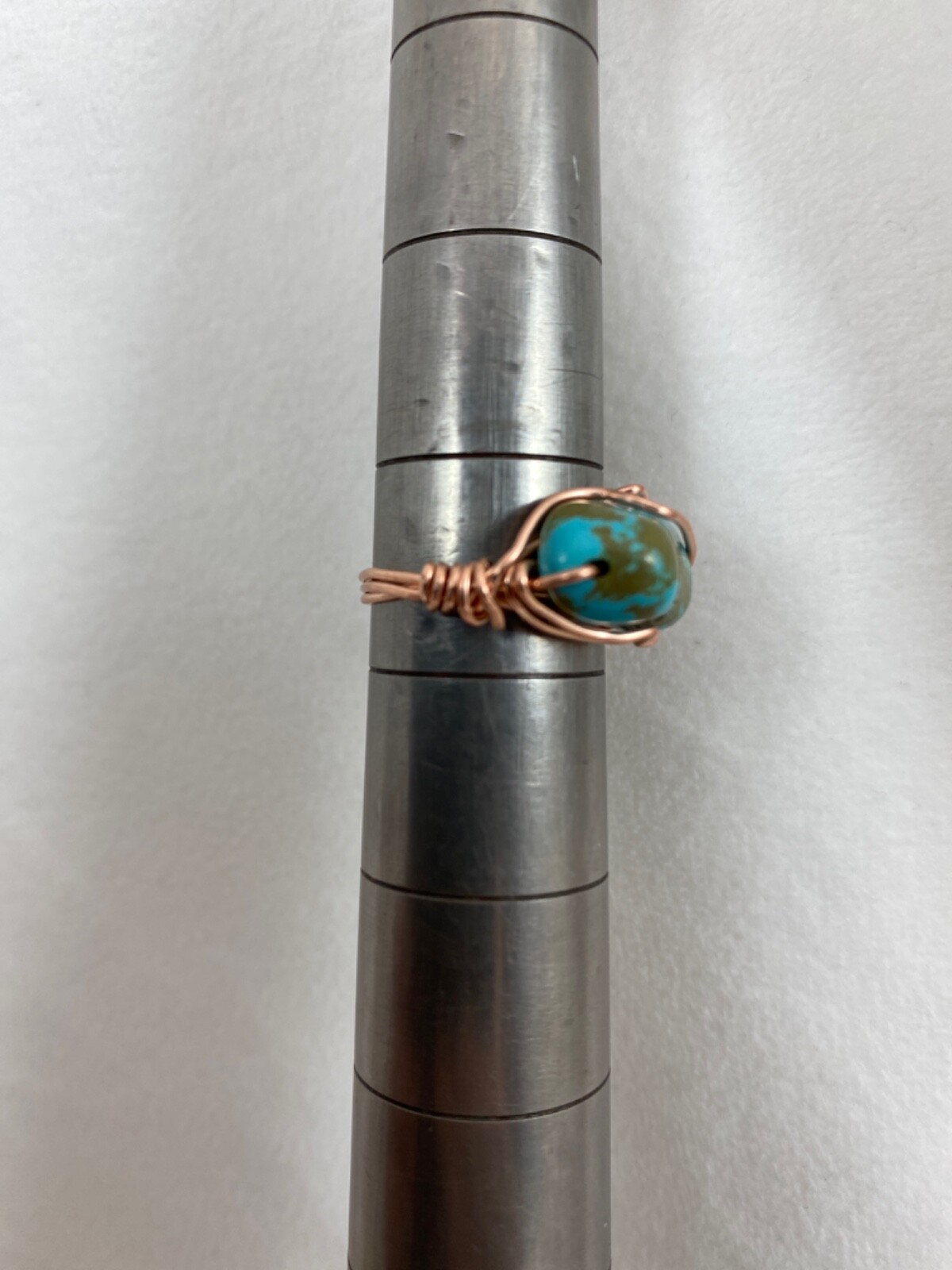 Handmade ~ Copper Wire Wrap ~ Turquoise Ring Size 7 1/2 #65