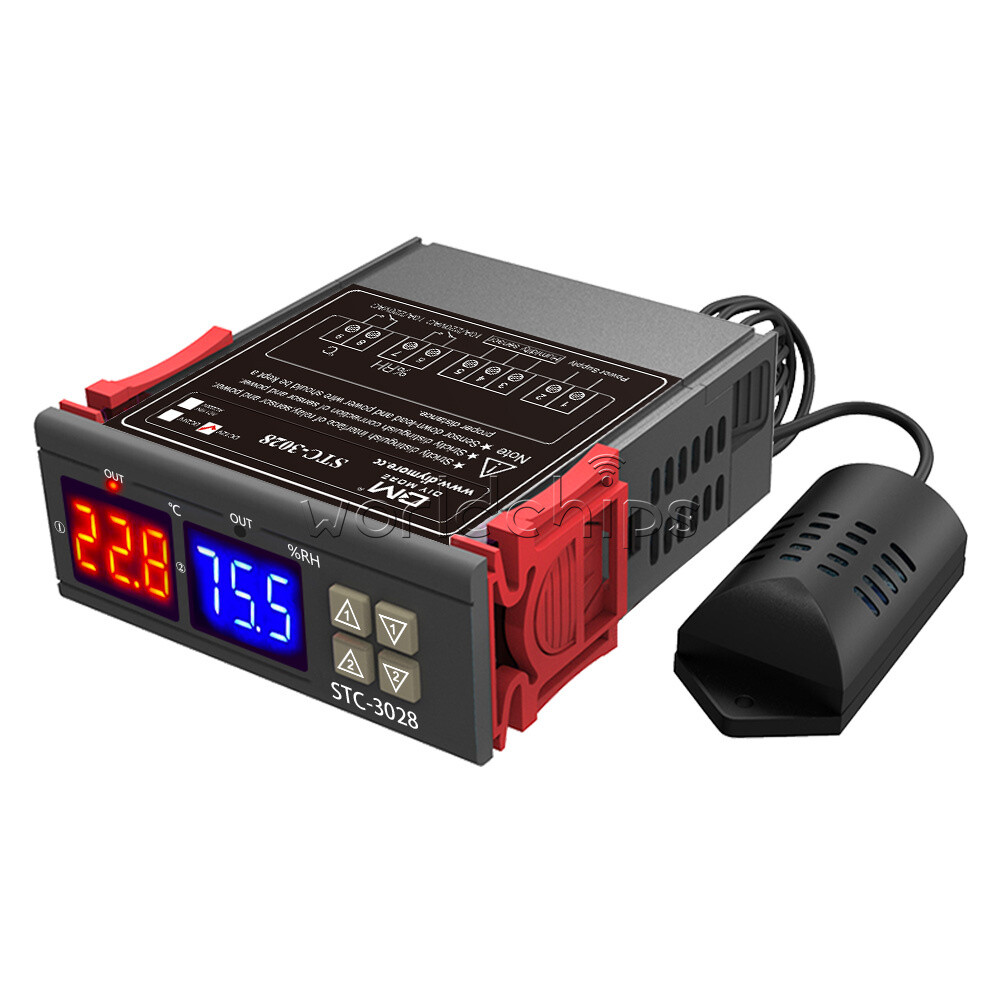 STC-3028 DC12V 10A Digital Dual LED Temperature Humidity Controller Thermostat
