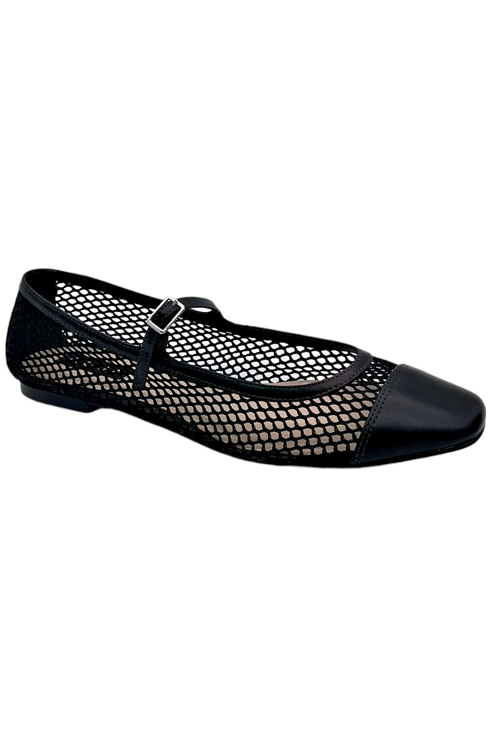 Aqua Women's Mesh Round Toe Ballet Flats Black