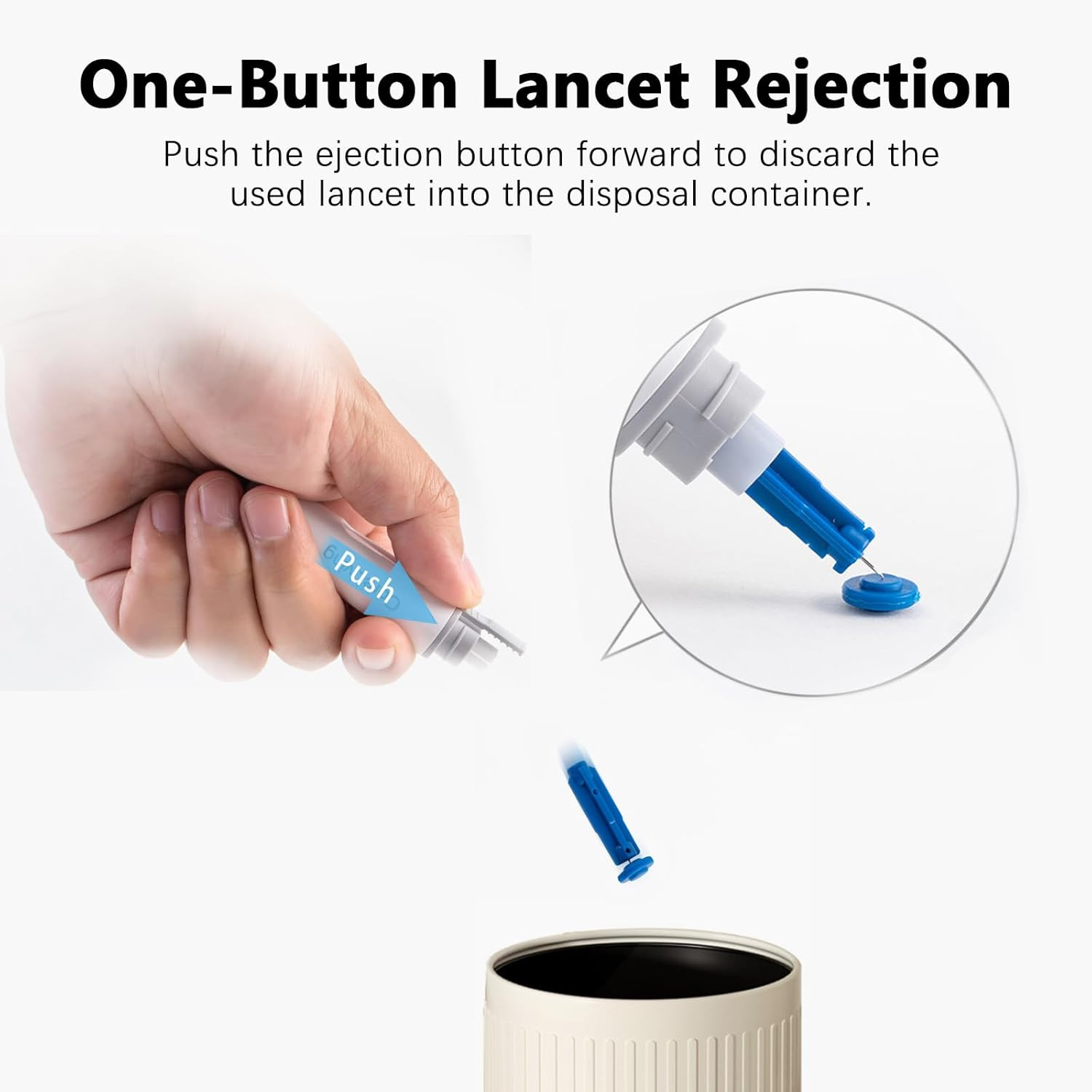 Lancing Device and 100 Lancets, Single Use, 30 Gauge Lancets, for Minimizing Pai
