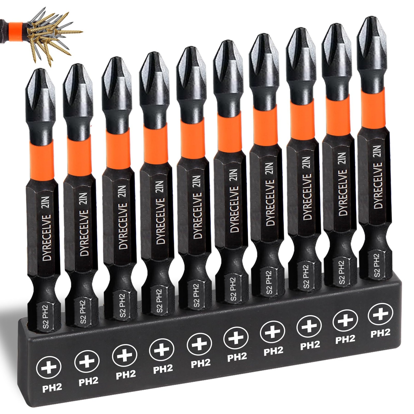 10Pack Phillips Bits #2 Impact, 2Inch Magnetic Phillips Head Drill & Screwdri...