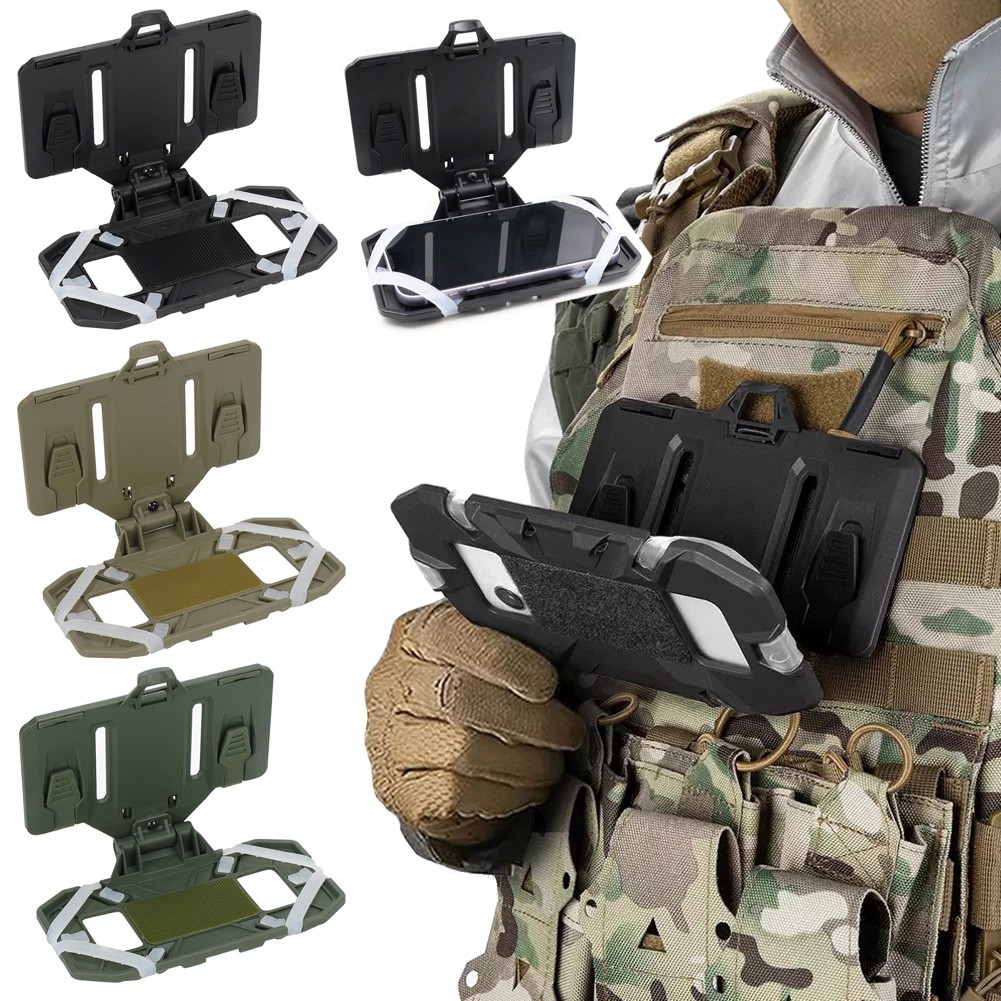 Tactical Molle Phone Holder Gear Plate Carrier Vest Universal Chest Mount Holder