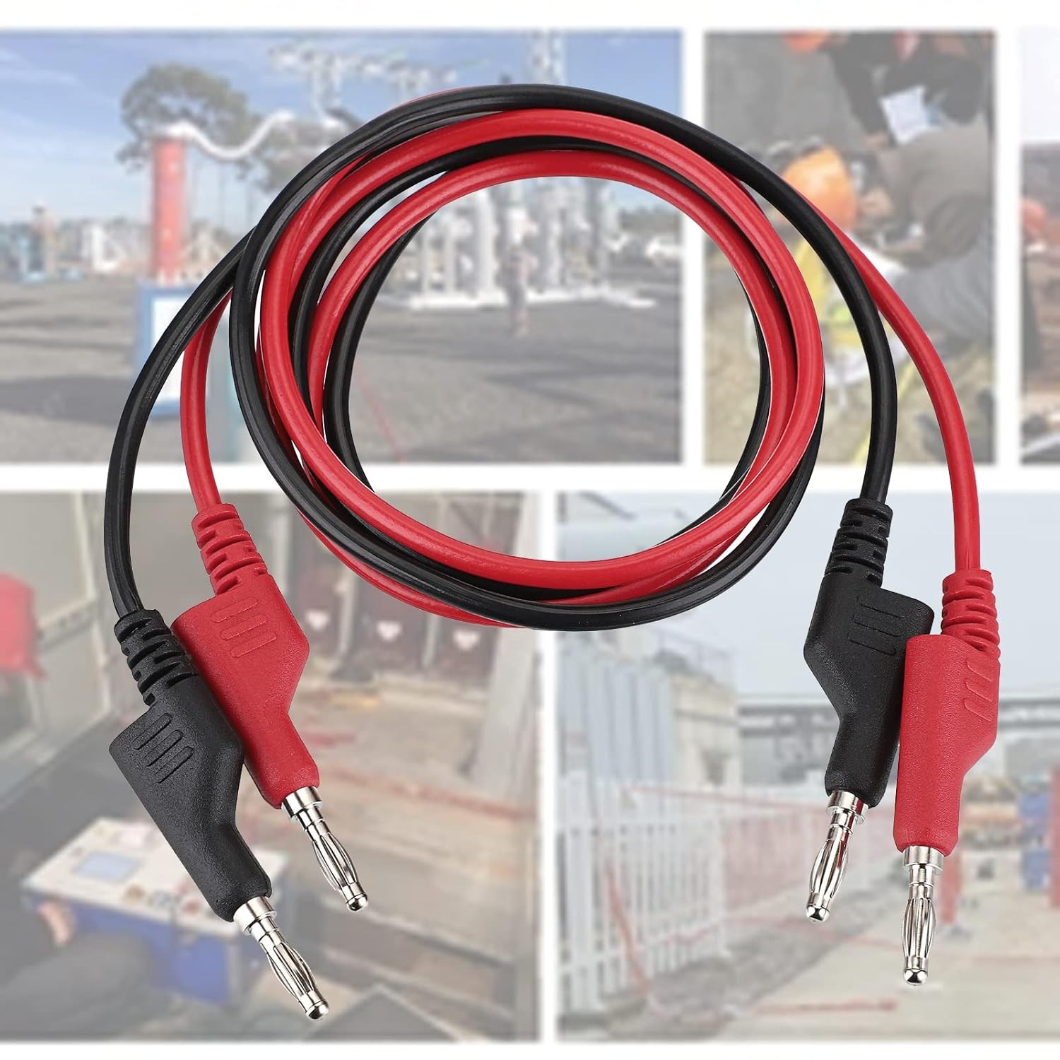 Stackable banana plug test cables for multimeters.