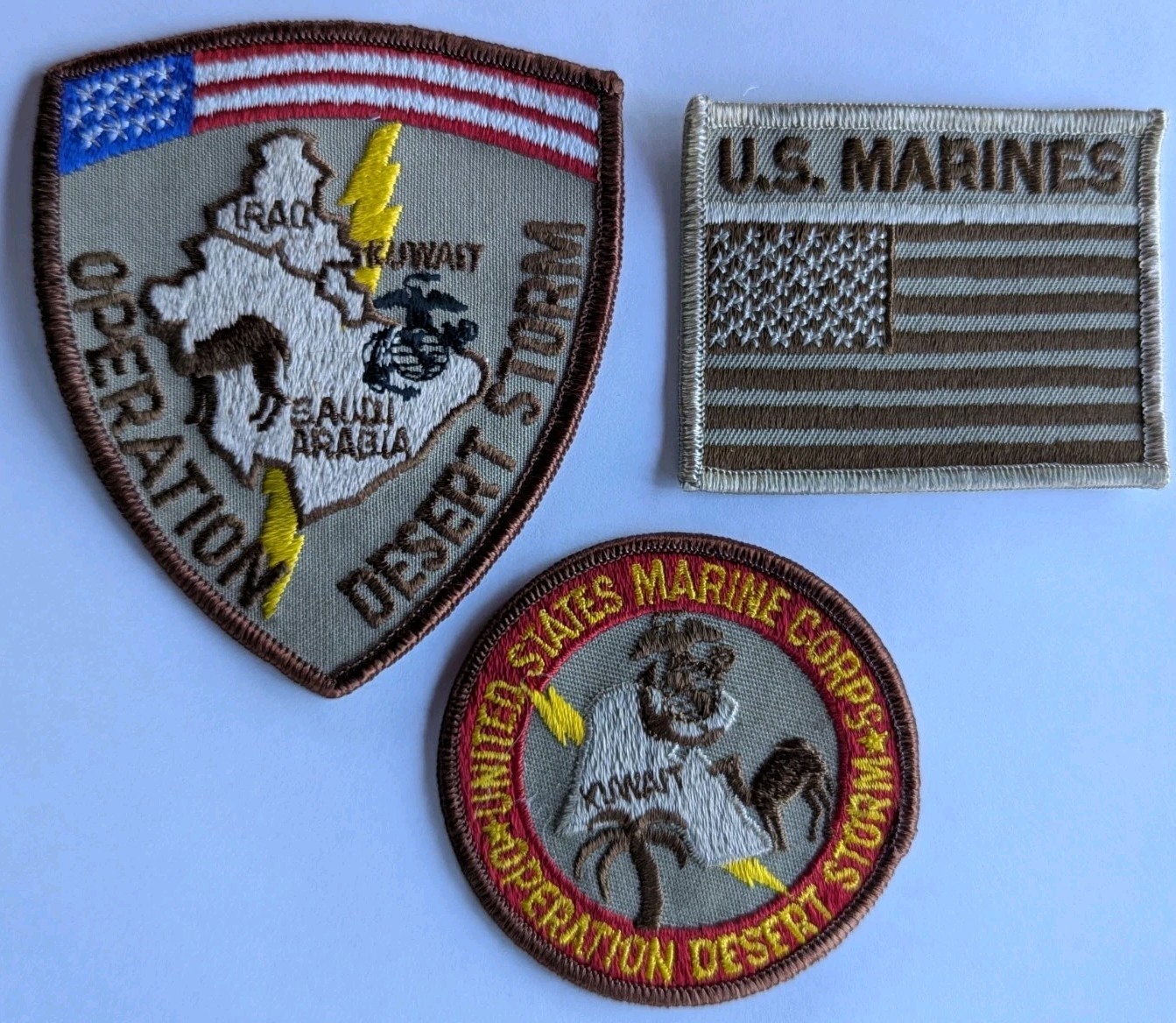 Three USMC Desert Storm Patches 1991 - US Marine Corps  X