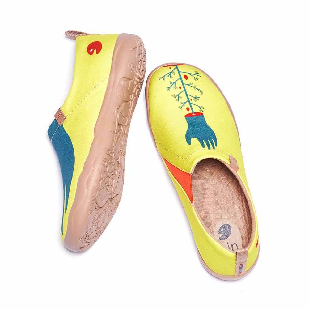 Women Size 5-10.5 UIN Slip On Shoes Canvas Comfortable Loafers "Hands of nature"