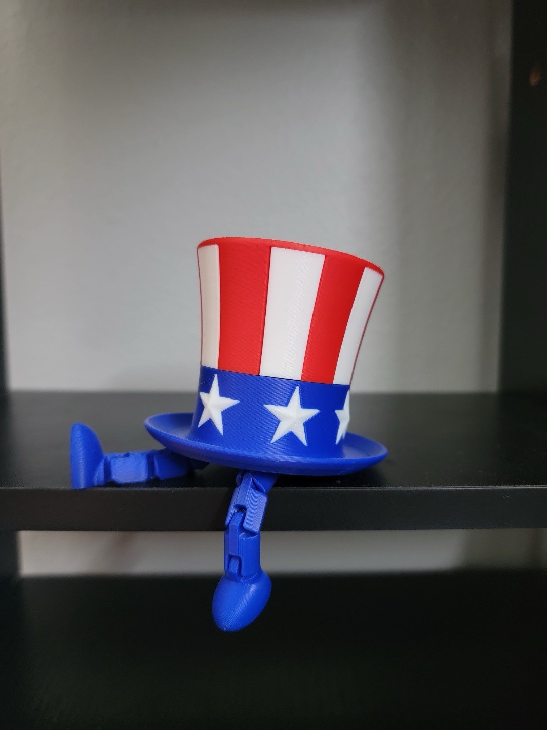 3D Printed Uncle Sam Shelf Sitter Hat Patriotic USA Decor Red White Blue