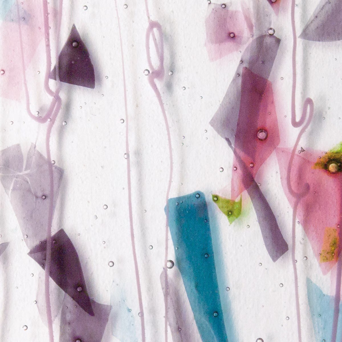 4128 Pink Plum Green Aqua Clear 90 COE Fusible Bullseye Glass Sheet 5x5 in