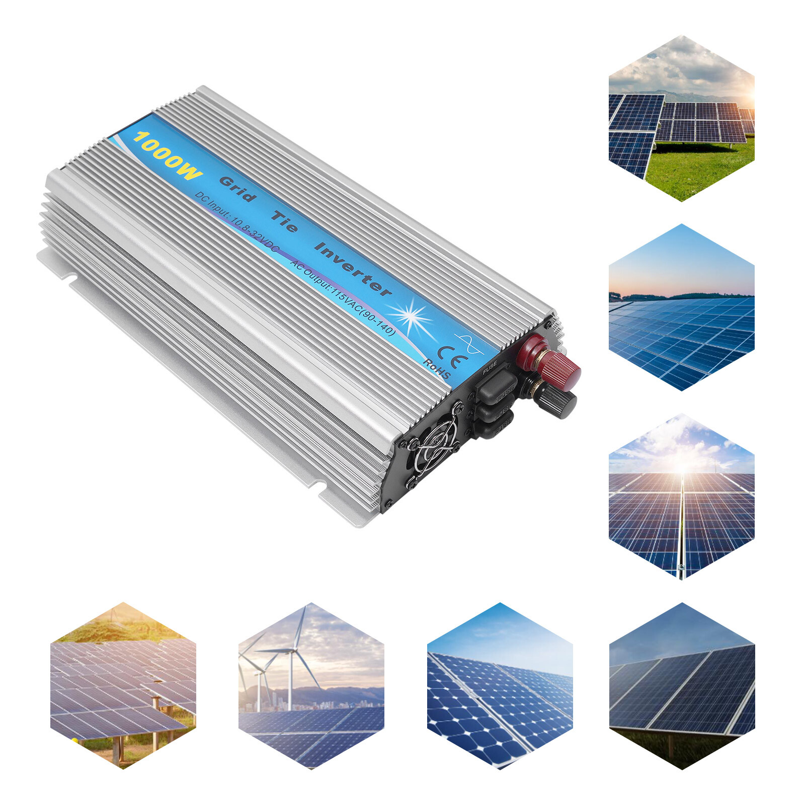 1000W Solar Micro Inverter Grid Tie MPPT Pure Sine Wave DC to AC 110V