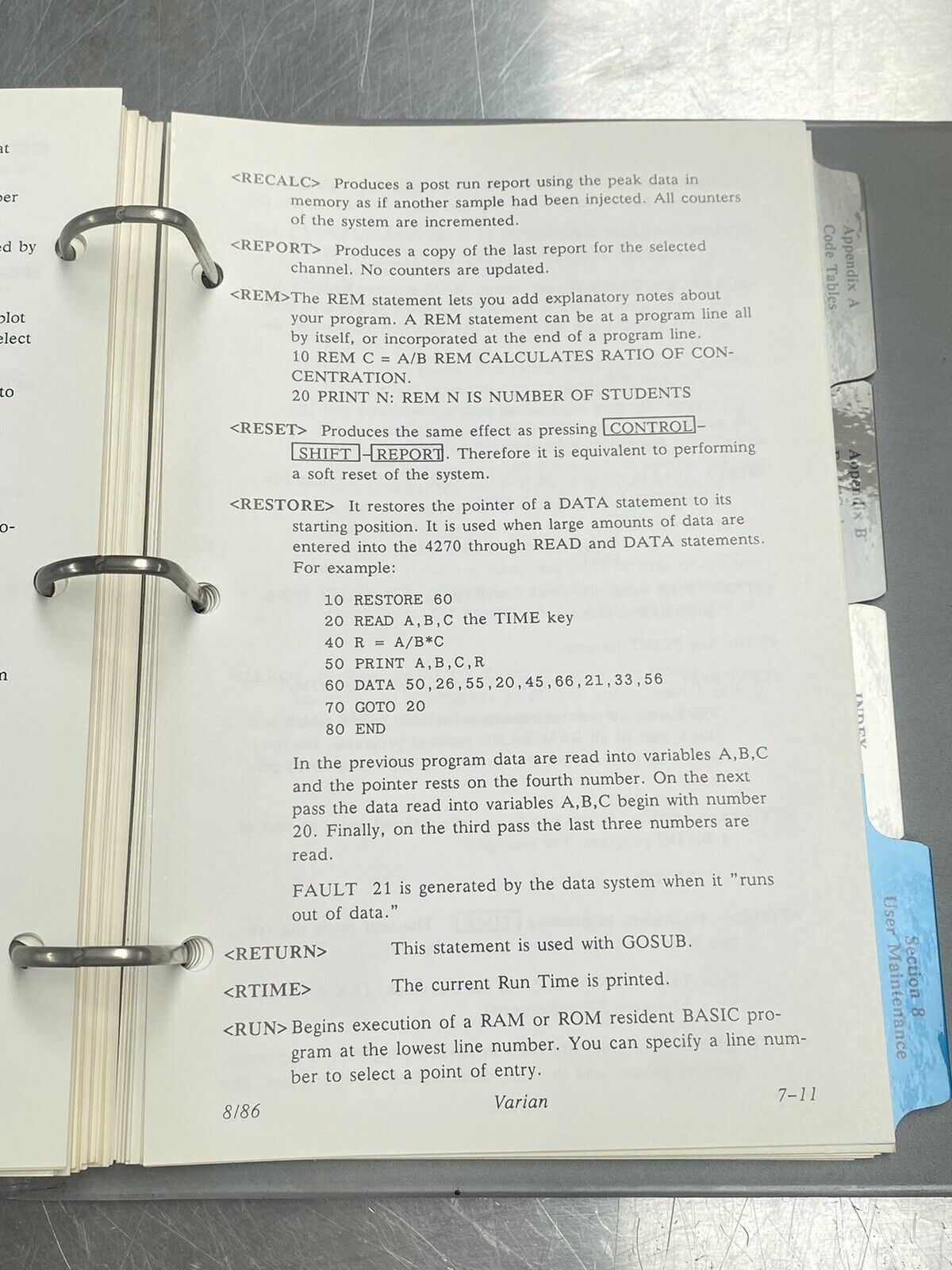 Varian 4270/4290 Integrator - Users Manual / Instructions Book