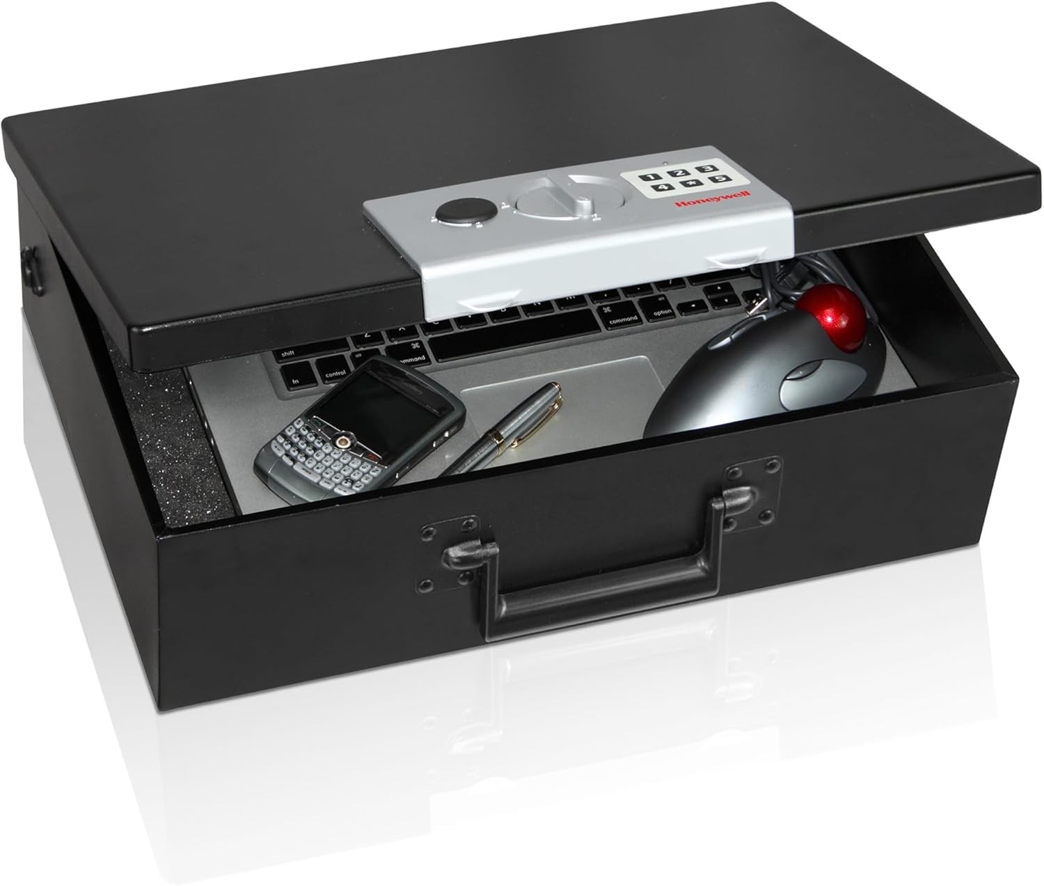 Honeywell Hideable Fire Resistant Money Safe Box Digital Lock 0.48 Cu Ft Black
