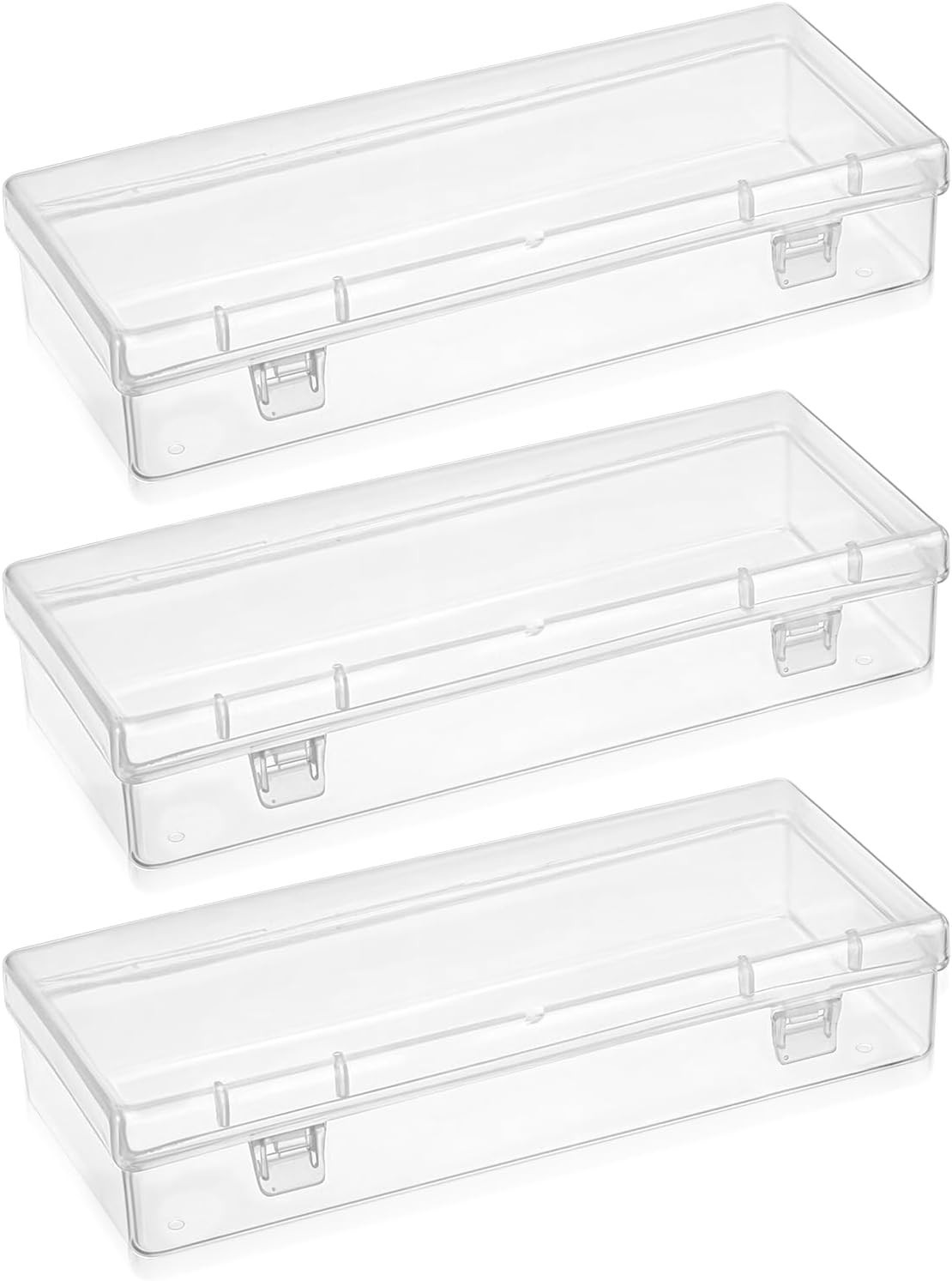 Small Rectangle Storage Containers 3pcs with Hinged Lid for Beads and Crafts