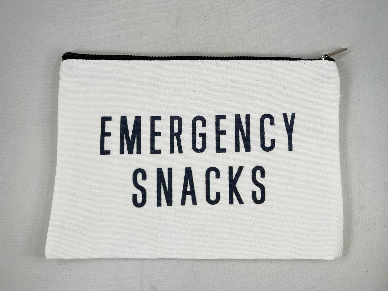 "Emergency Snacks" Printed Both Sides Canvas Zippered Pouch 8.75" x 6.25"