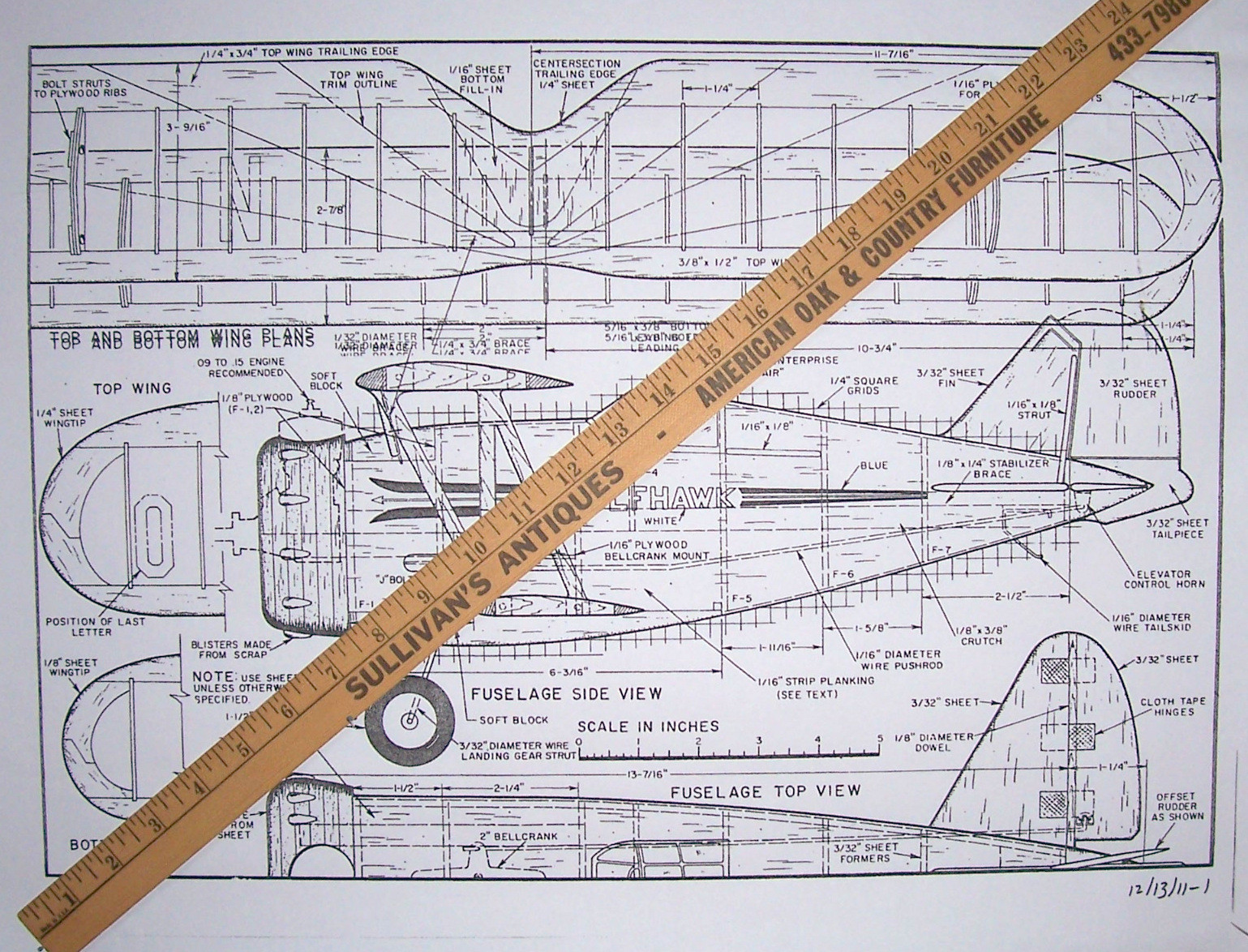 Ambroid GULFHAWK F3F PLAN + CONSTRUCTION ARTICLE & PATTERNS UC Model Airplane