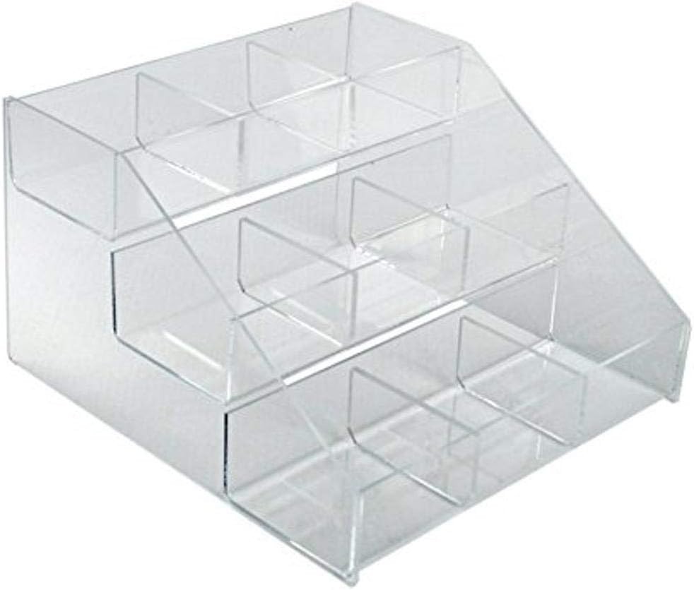 Azar Displays 326039 Three-Tier Counter with 9-Compartment Counter Step Display,