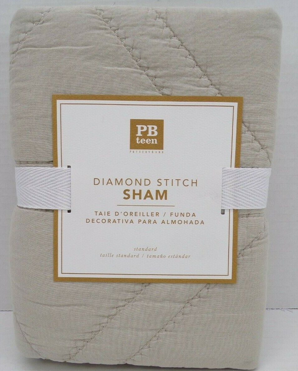 Pottery Barn Teen Diamond Stitch Sham Cotton Cozy Geo Standard Natural #9508