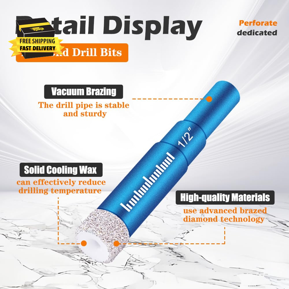 7 Pcs Diamond Drill Bits Set, Versatile Tile Drill Bits for Ceramic Glass Porcel