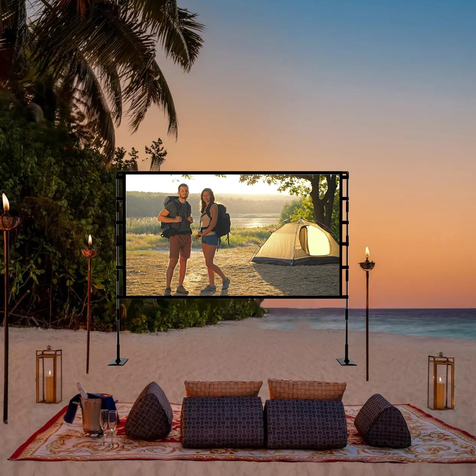 Projector Screen and Stand 120 inch Outdoor Projector Screen