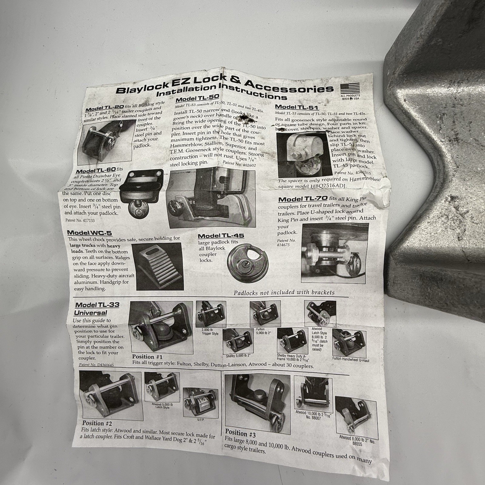 EZ Lock Model TL-50 Coupler Lock