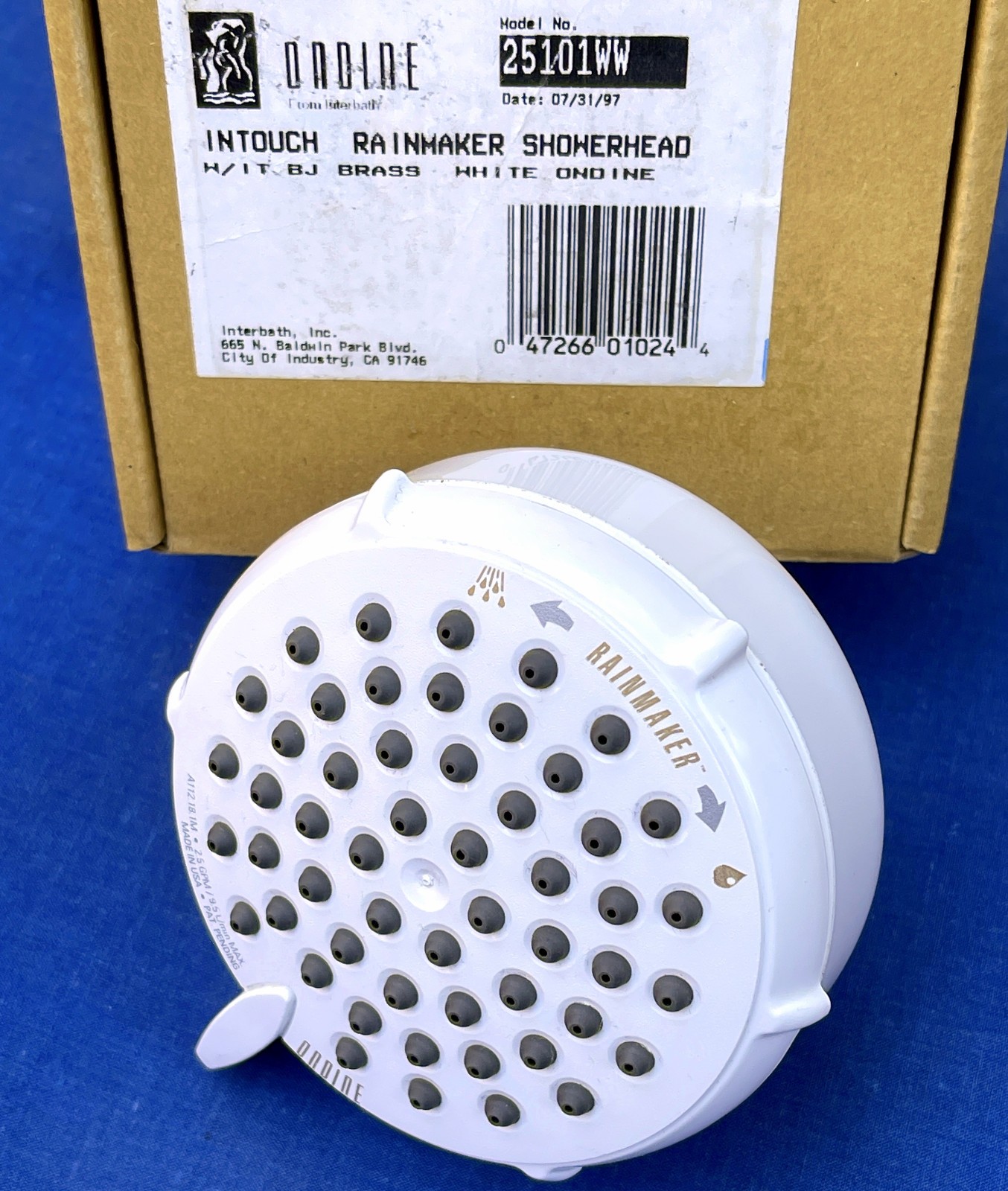 NOS ✅ ONDINE 25101WW InTouch Rainmaker Multi Function White Shower Head, Spa New