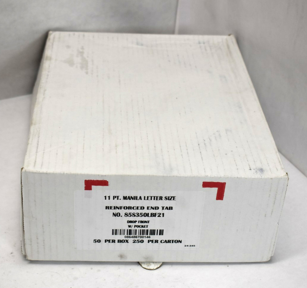 11PT Manila Letter Size Reinforced End Tab Drop Front w/ Pockets 50 Pack