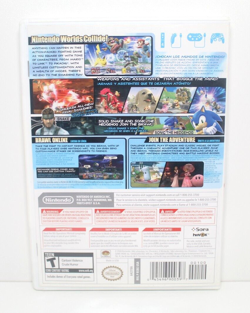 Super Smash Bros. Brawl (Nintendo Wii) Replacement Case & Artwork - NO GAME