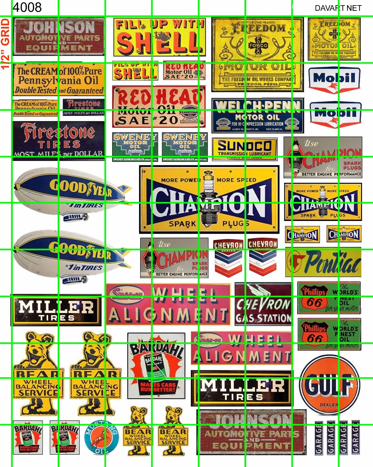 4008 DAVE'S DECALS GAS/OIL AD POSTER AUTO TIRES BLIMP SPARKPLUG AD SIGN GULF OIL