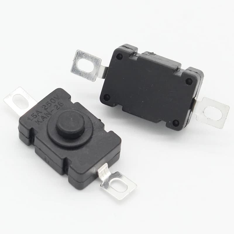 30 Pack Self-Lock Micro Push Button Switch Flat 2 PIN with Hole Mini ON/Off