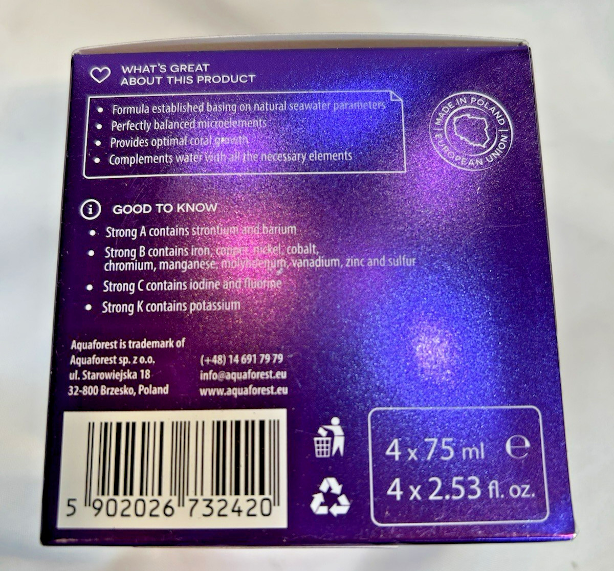 Components Strong ABCK Aquaforest 4x75ml Coral reef Tanks