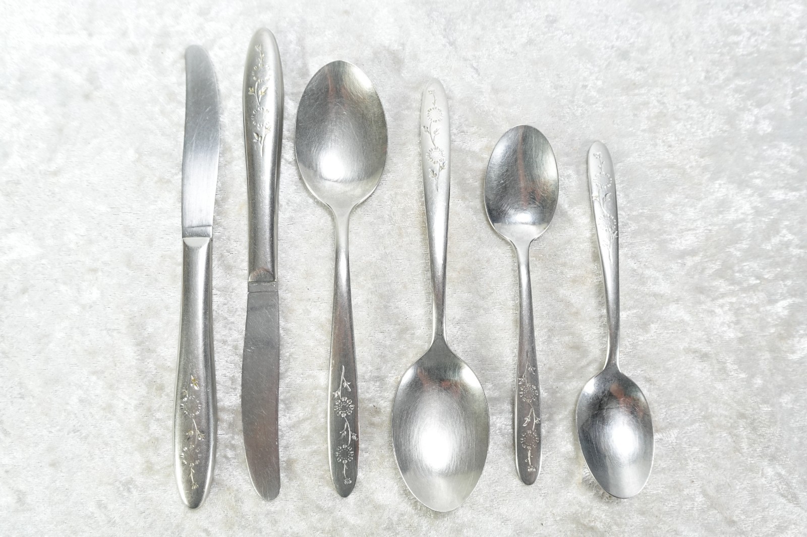 'Wood Dale' Pattern Vintage Stainless Flatware 6 Pcs By Sears & Roebuck