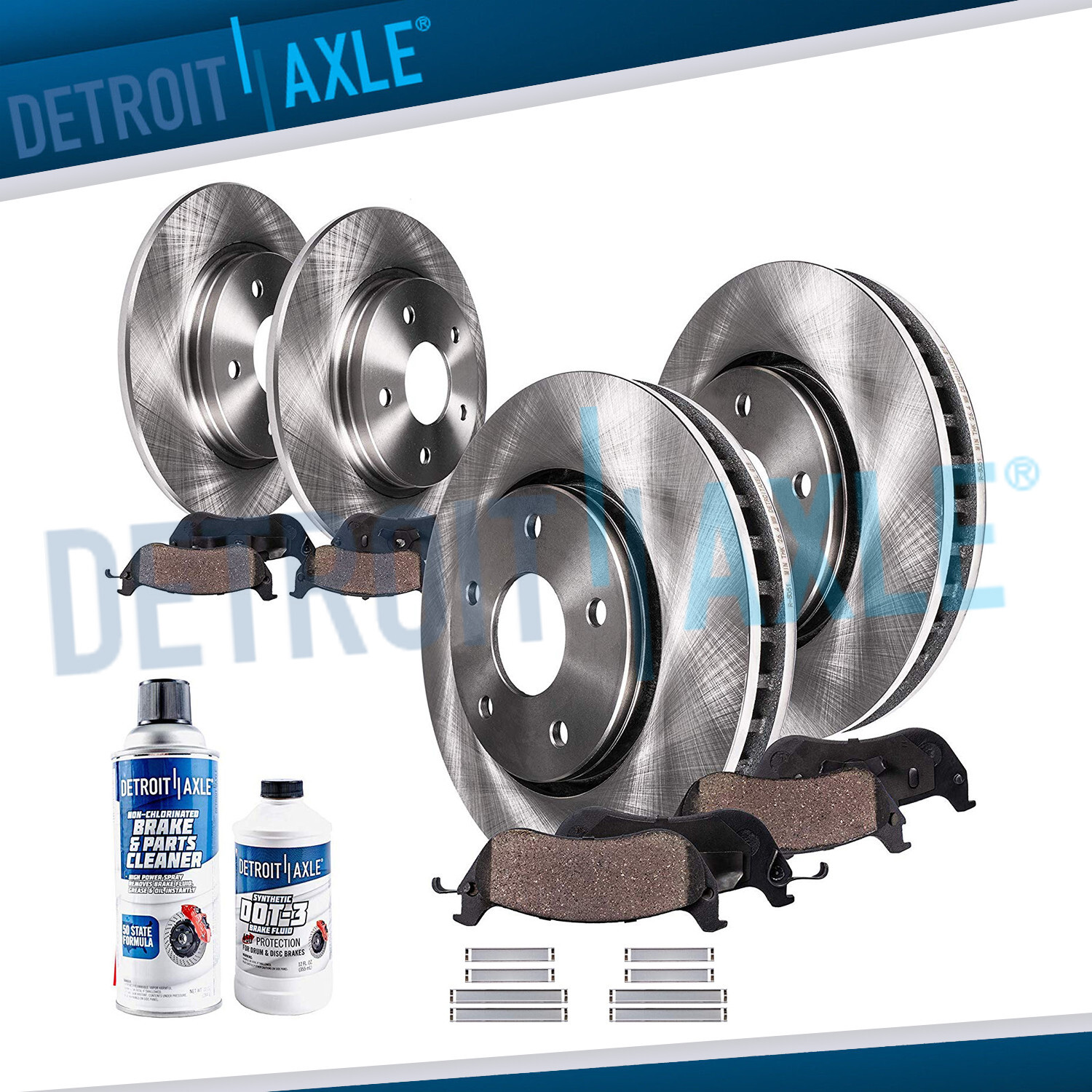 Front & Rear Brake Rotors + Ceramic Pads For 2003 2004 2005 2006 Jeep Wrangler