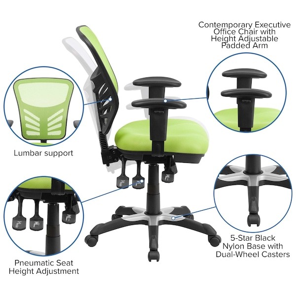 Flash Furniture Hl-0001-Gn-Gg Contemporary Office Chair, Green Seat, Black