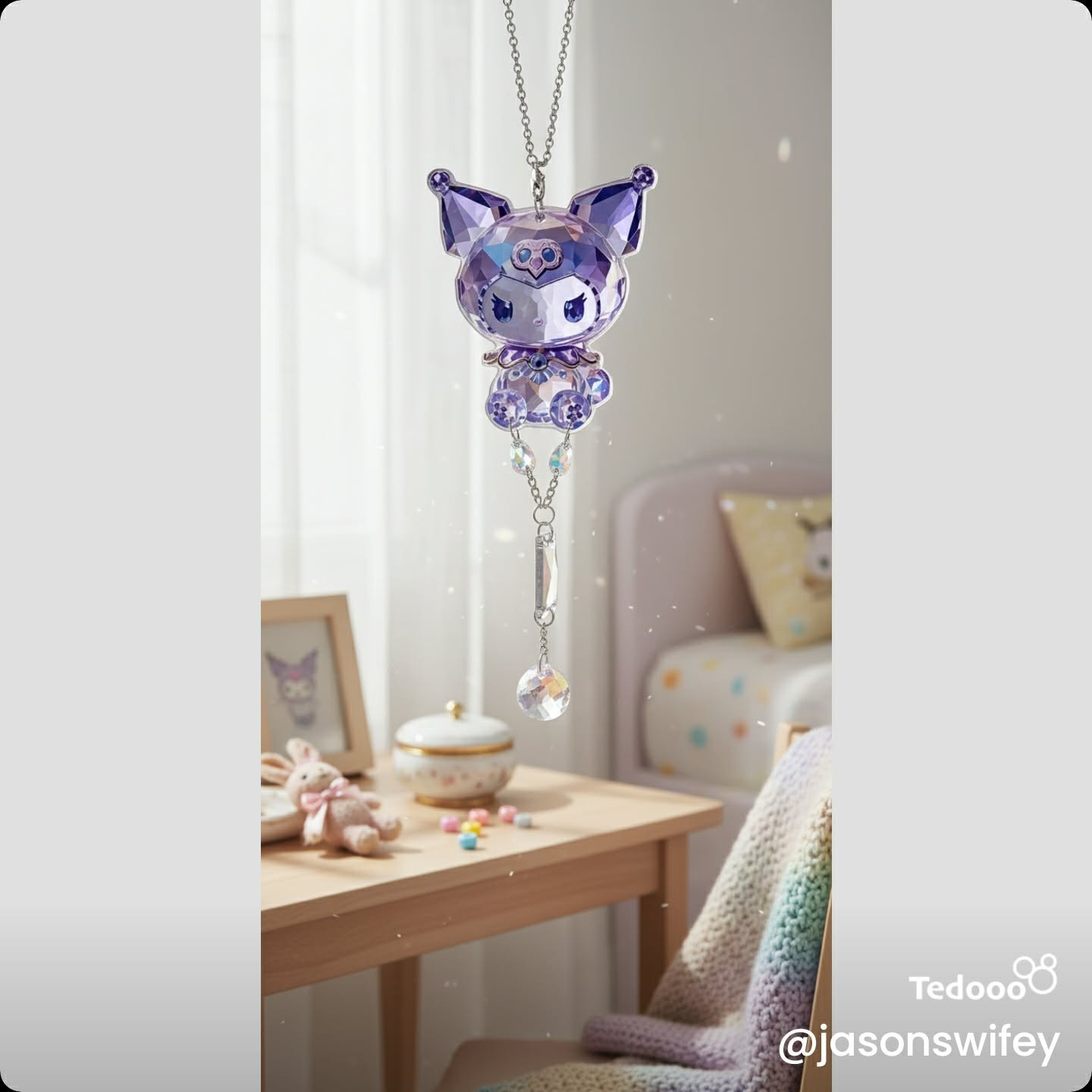 Sparkly Sanrio Kuromi Handmade Suncatcher