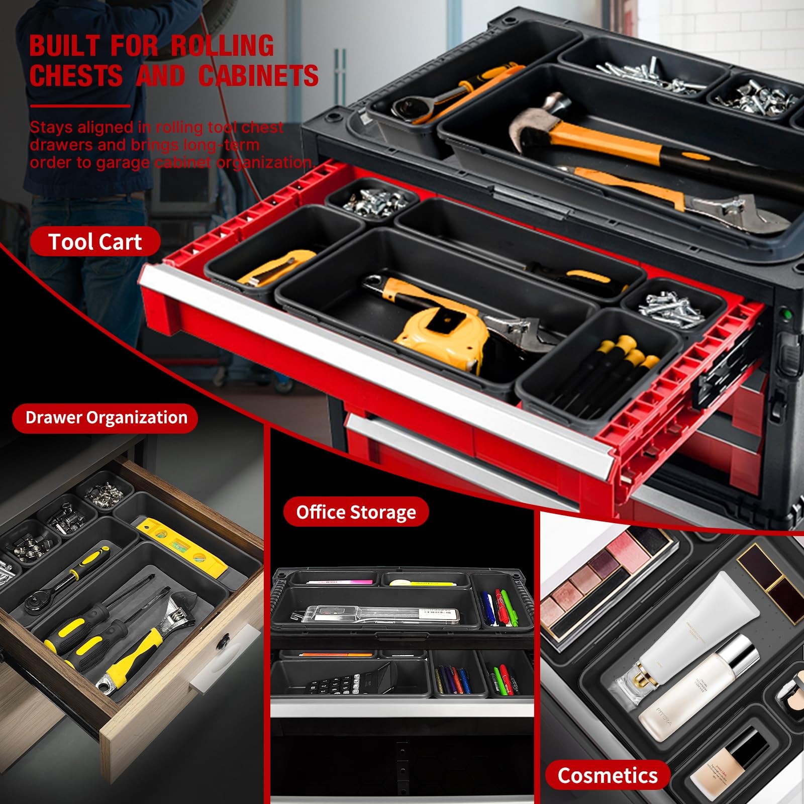 ã€6 PCS Extra-Largeã€' Tool Box Drawer Organizer Trays with Non-Slip Pads, H...