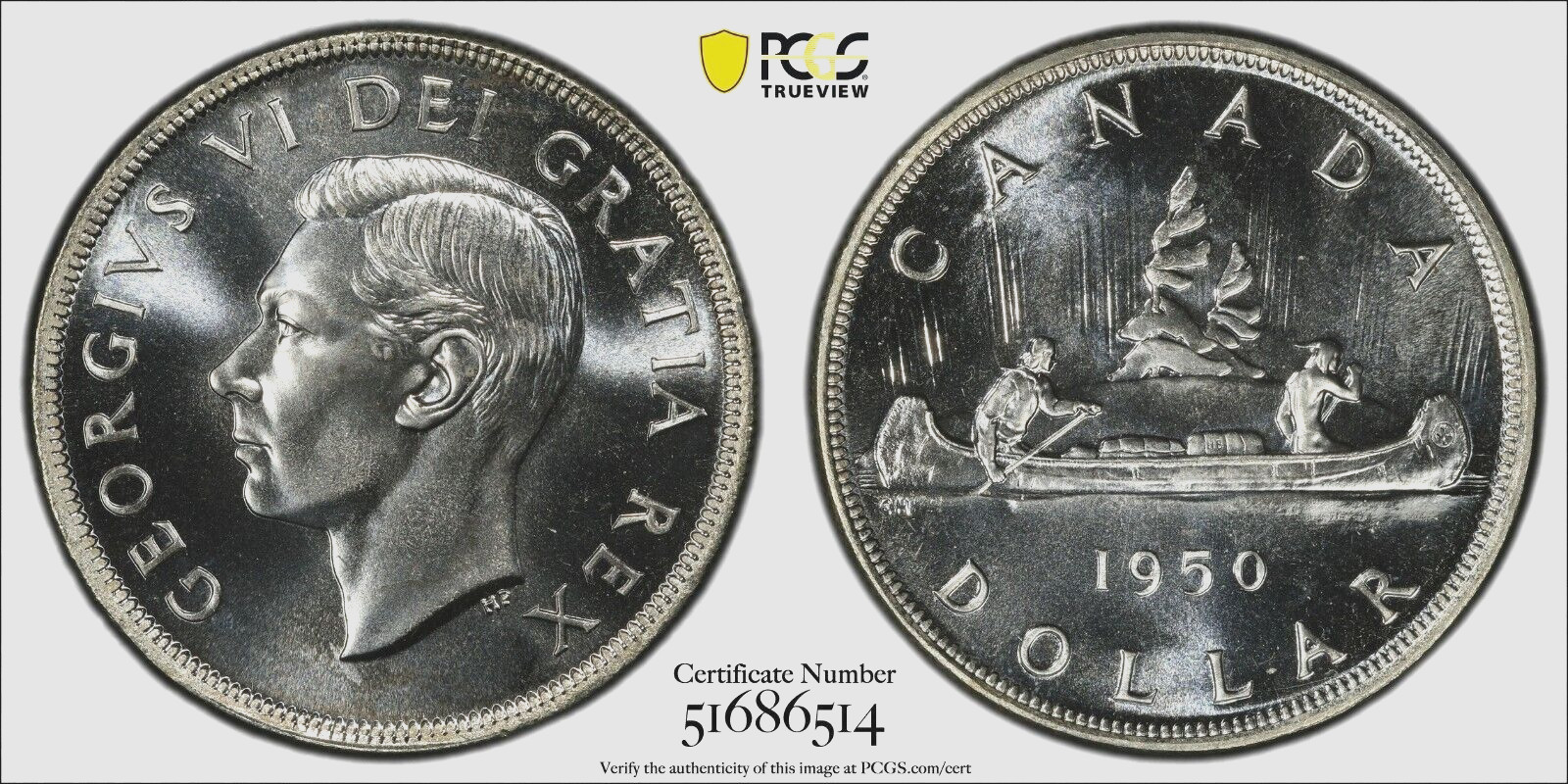 1950 Canadian Silver Dollar - PCGS GEM MS 67 FINEST KNOWN!!