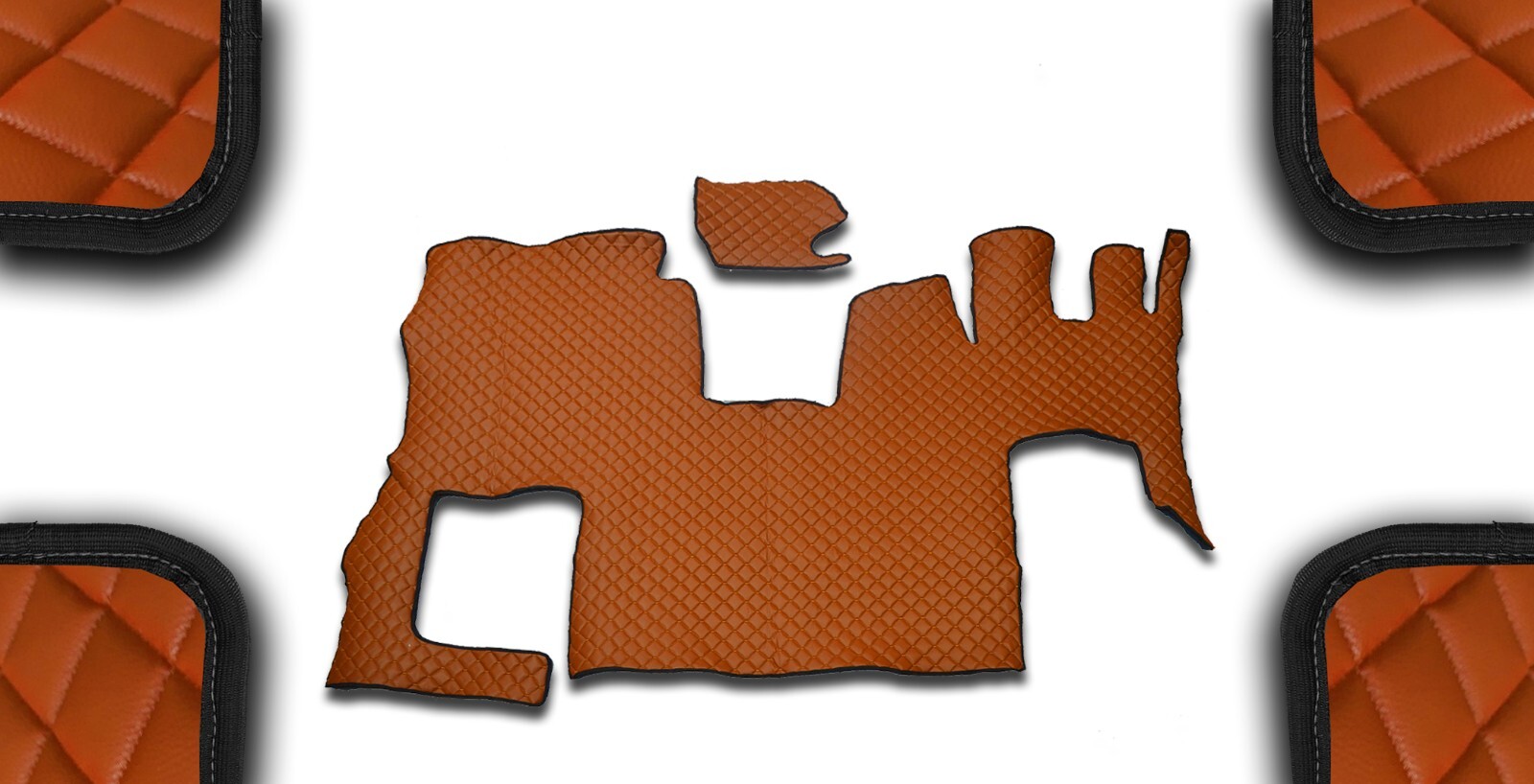 ORANGE ECO LEATHER FLOOR MATS FOR RHD SCANIA S NEXT GEN 2020+ AUTO FOLDING SEAT