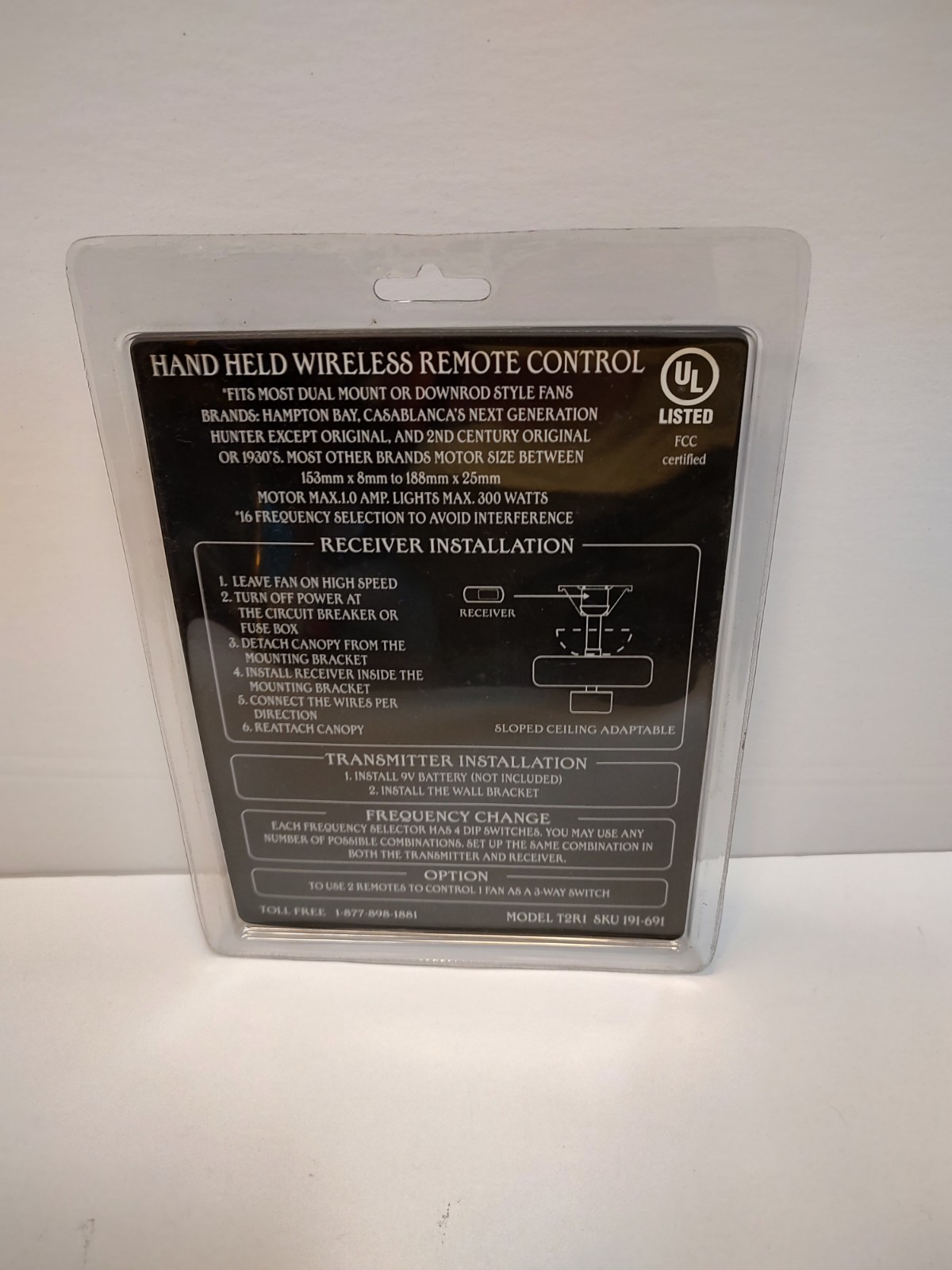 Hampton Bay Ceiling Fan Remote 191-692