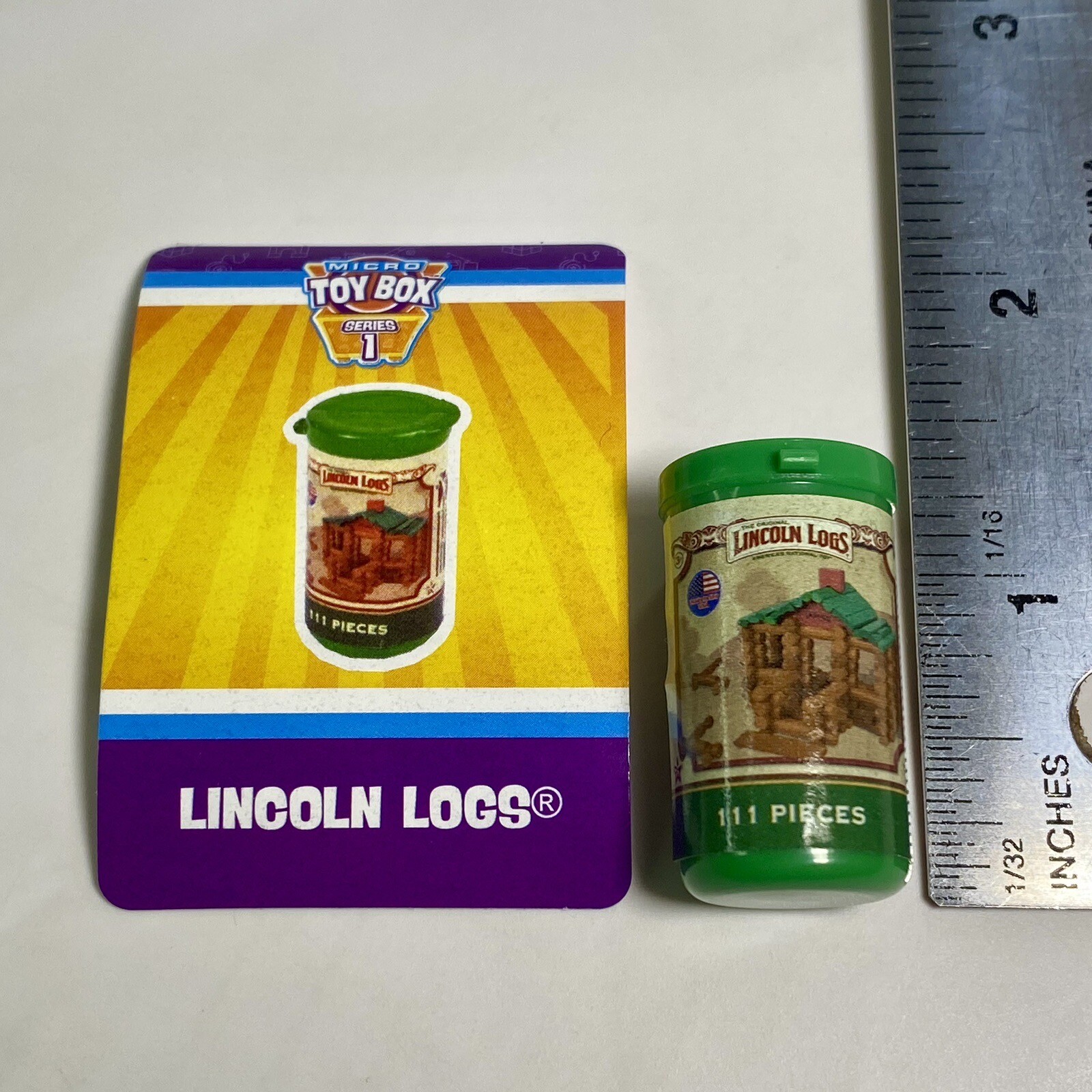 World's Smallest Micro Toy Box Series 1 Lincoln Logs & Checklist Sticker
