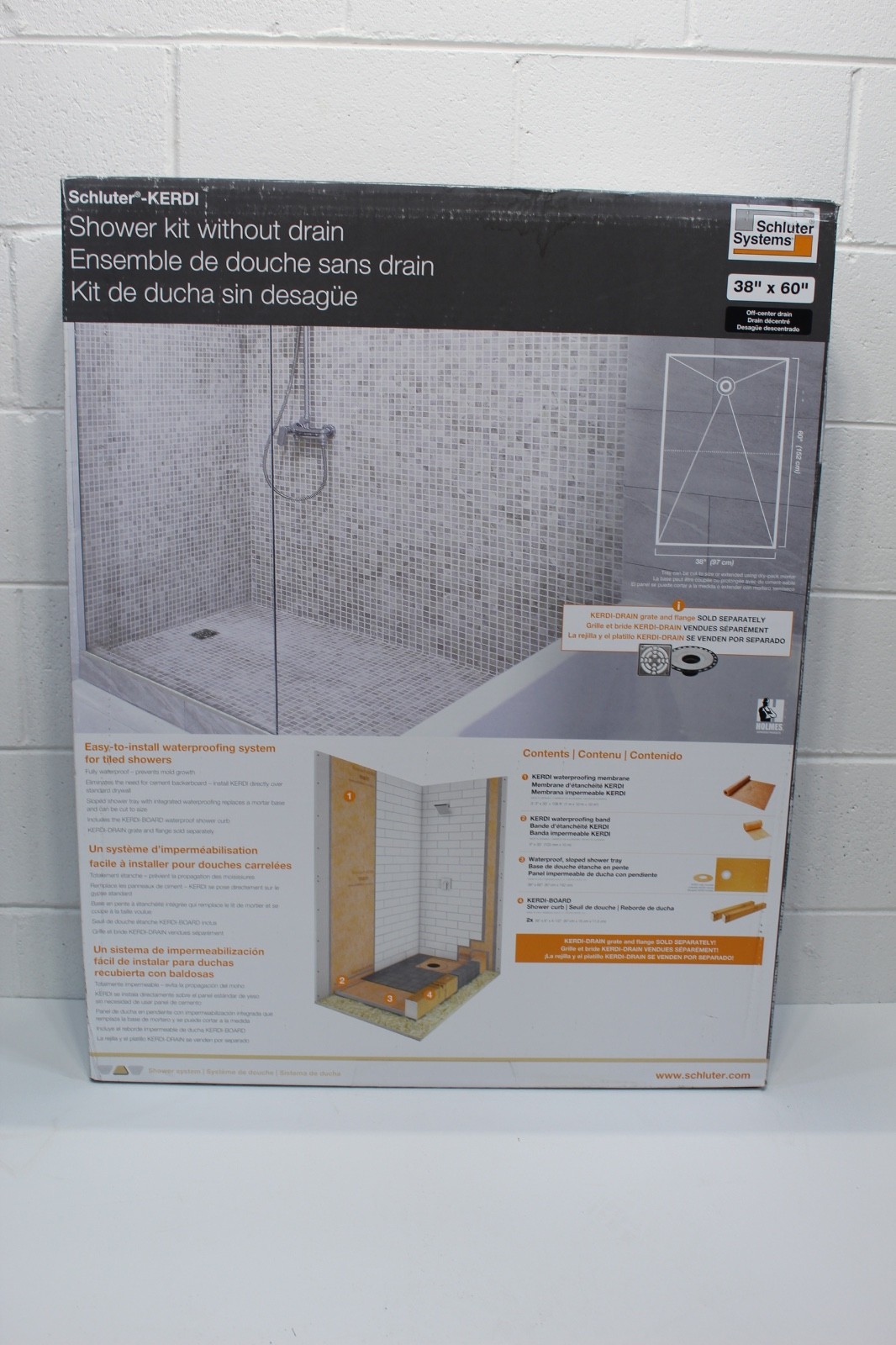 Schluter KERDI-SHOWER-KIT - WITHOUT THE DRAIN  OFF CENTER 38"x60" KSK 965 1525S