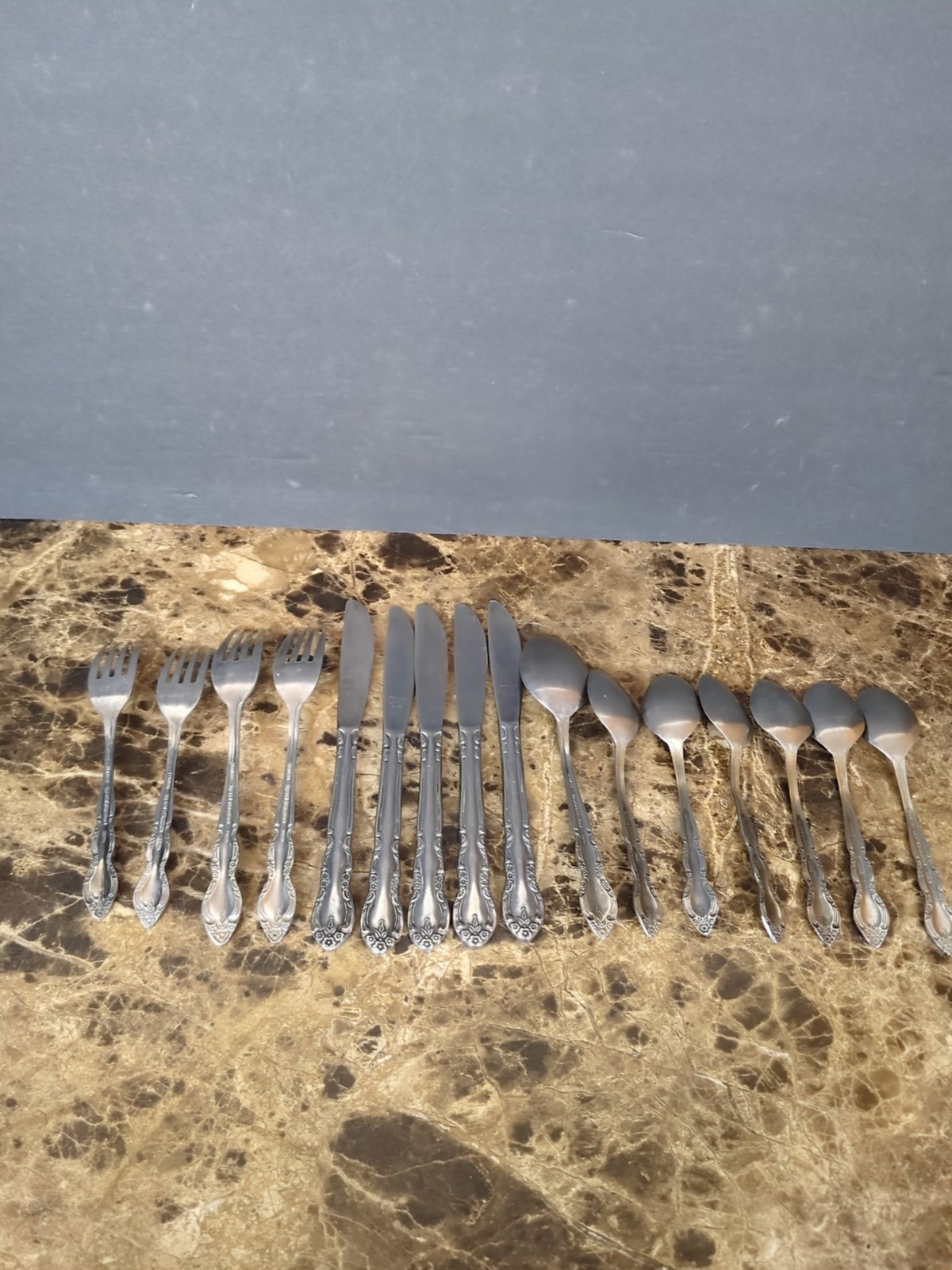 16 PC Lot Imperial International Fleurette Stainless Flatware Fork Knife Spoon