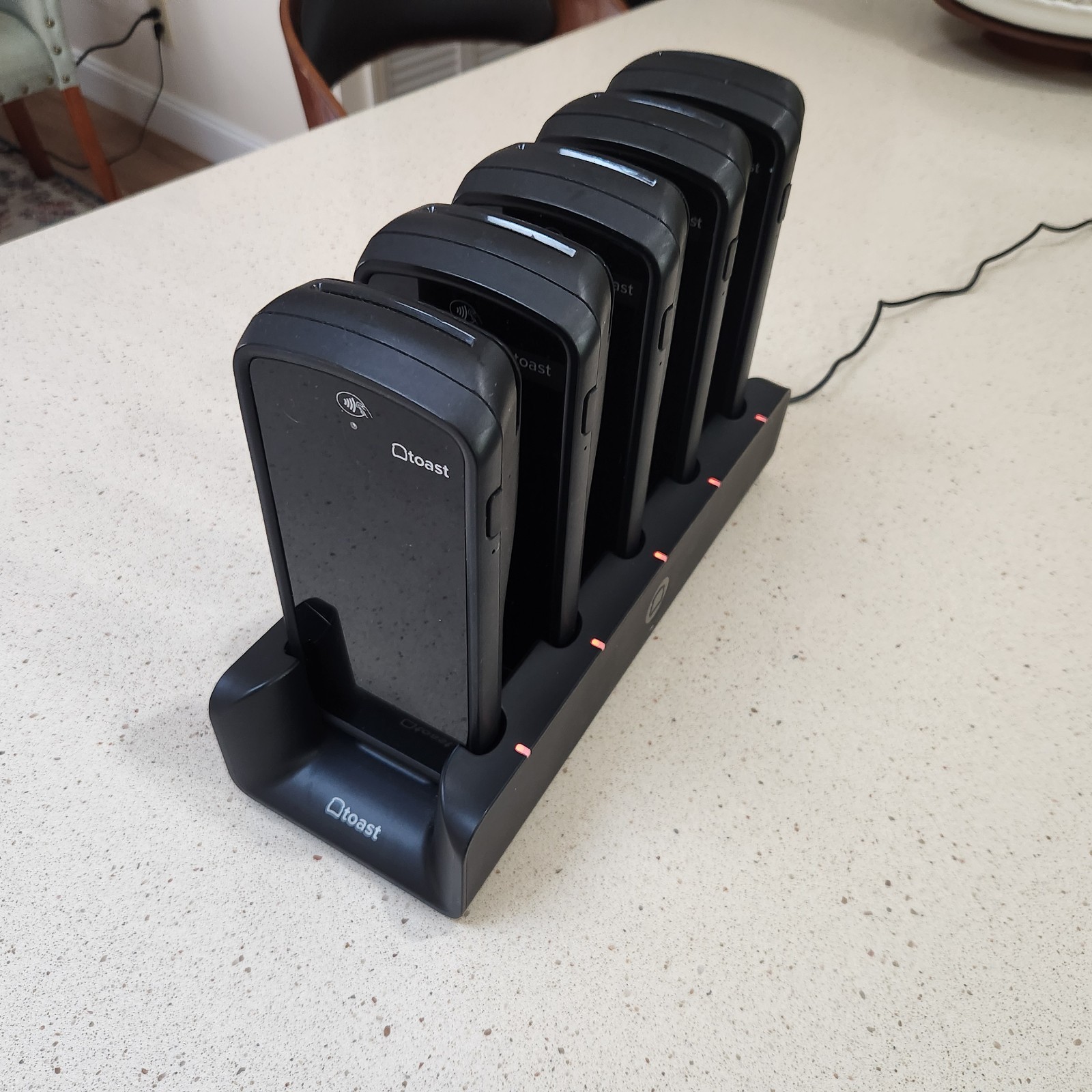 Lot of 5 Toast Go 2 Handheld POS Tablets TG200 with DTC200 Charging Dock